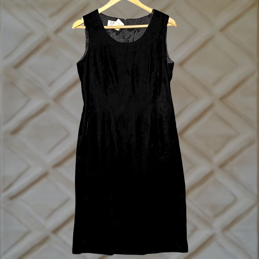 Talbots VTG Talbots Joan Leslie Black Velvet Sleeveless Sheath Dress Size 10 USA Size L / US 10 / IT 46 - 1 Thumbnail