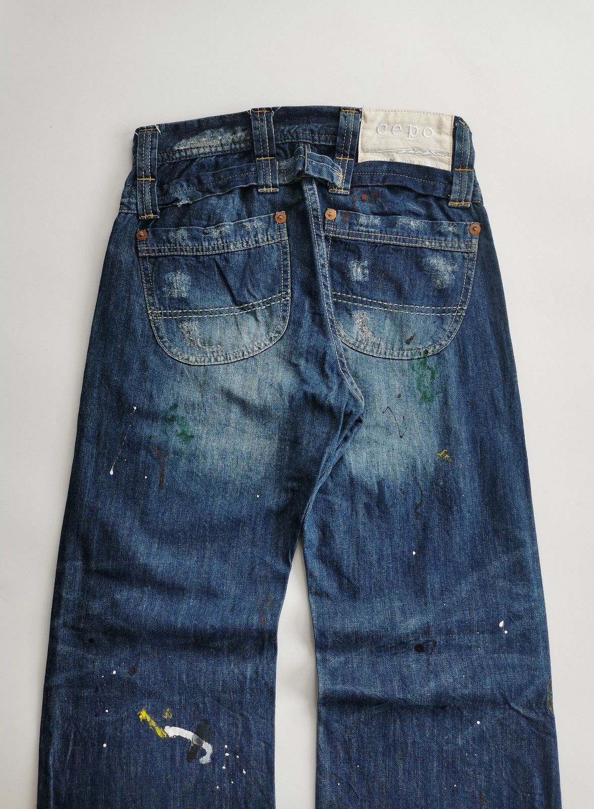 Japanese Brand Baggy Double Knee Cepo Work Military Paint Splatter Jeans Size US 28 / EU 44 - 7 Thumbnail