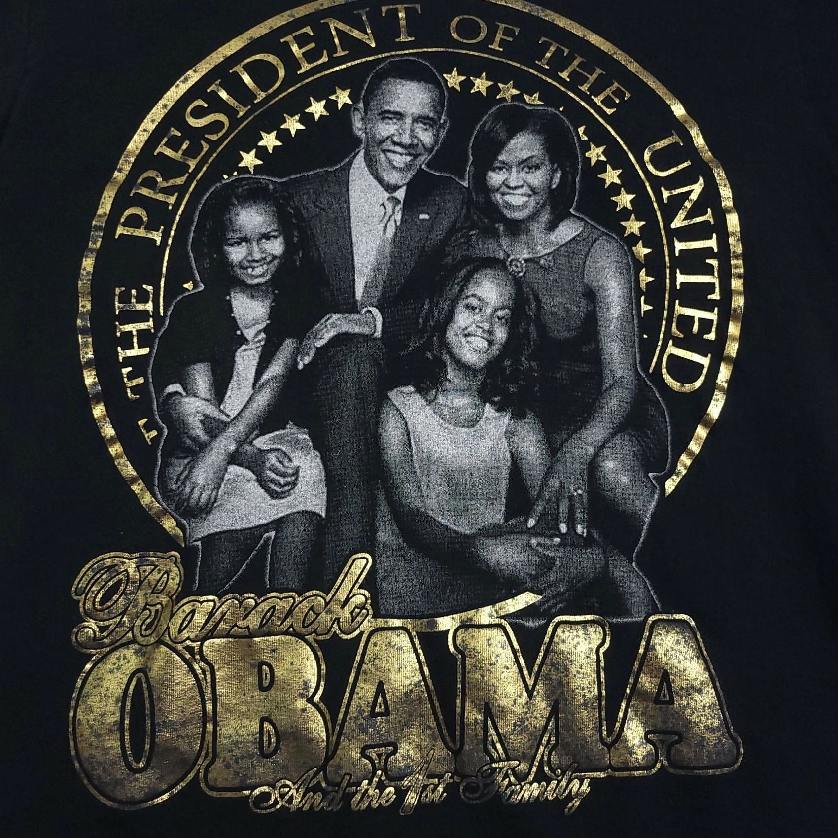 Vintage Barack Obama Presidential Family T Shirt Adult Medium Black 2000s Womens Size M / US 6-8 / IT 42-44 - 3 Thumbnail