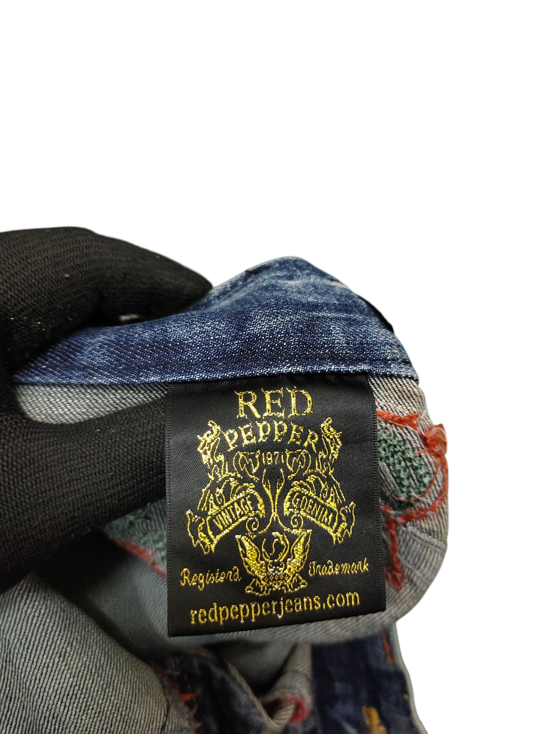 Le Grande Bleu (L.G.B.) Flare Jeans Red Pepper Embroid Distress Bootcut Low Rise Y2k Size US 27 - 12 Thumbnail