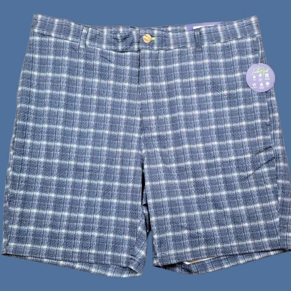 Tailorbyrd Tailorbyrd Golf Shorts Mens 38 Blue Plaid 8'' Inseam Bermuda NWT Moisture Wicking UV Pockets Casual Travel Sport Outdoor Polyester Spandex Front Flat Size US 38 / EU 54 - 1 Thumbnail