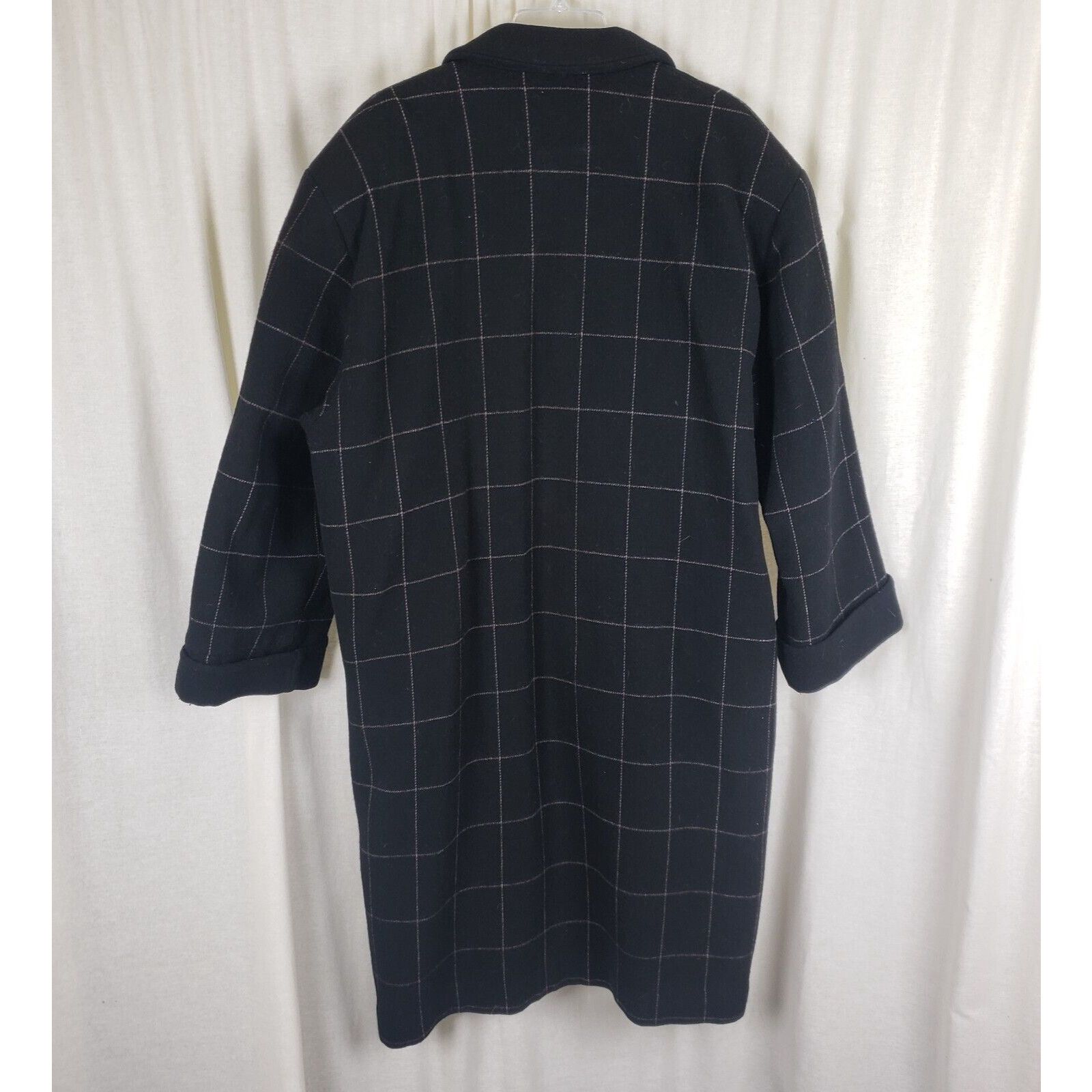 Vintage Vintage Wool Black Pink Plaid Peacoat Trench Coat Womens XL Size XL / US 12-14 / IT 48-50 - 4 Thumbnail