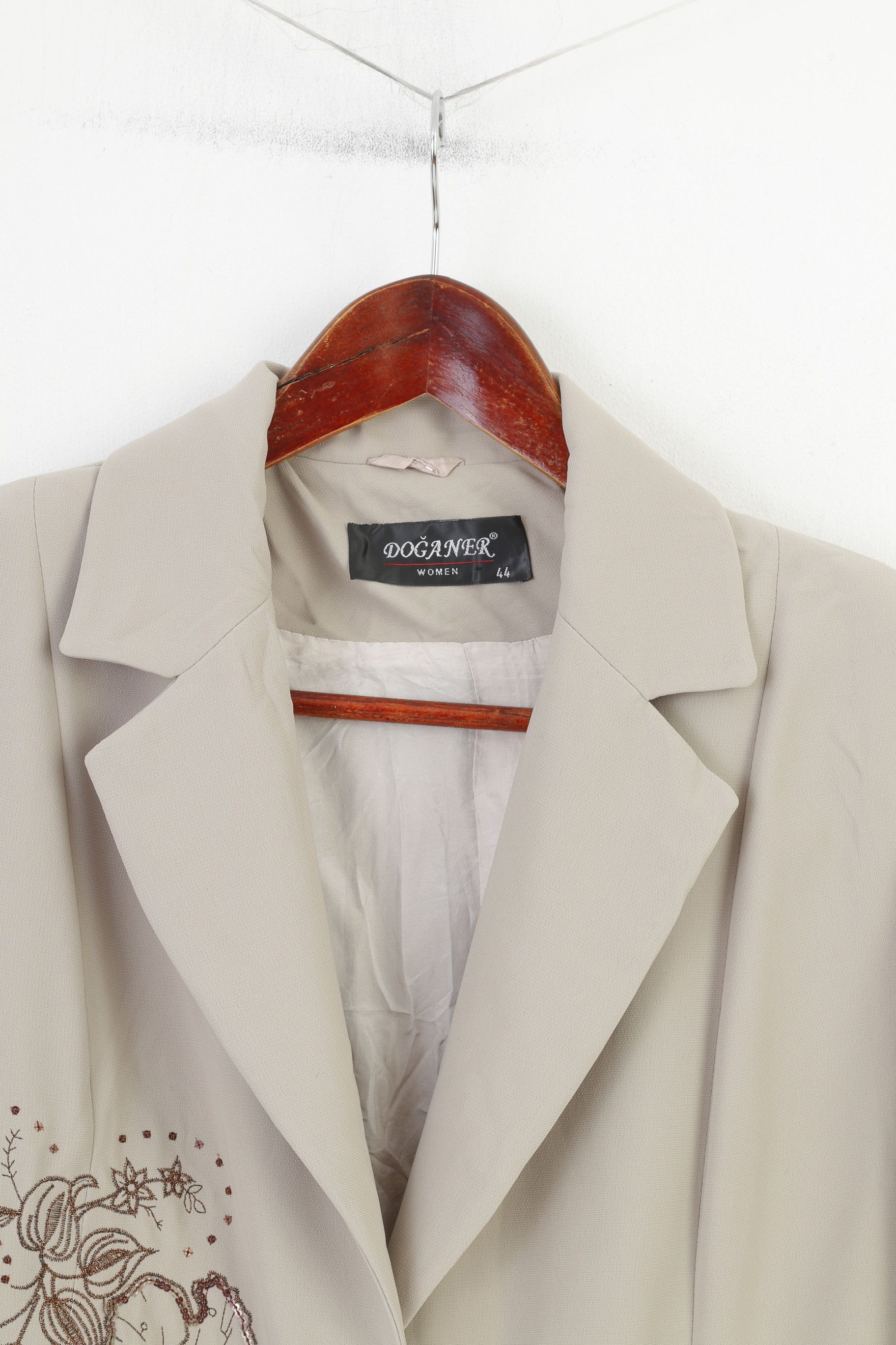 Vintage Doganer Women 44 L Coat Single Breasted Beige Shoulder 0786 Size L / US 10 / IT 46 - 2 Thumbnail