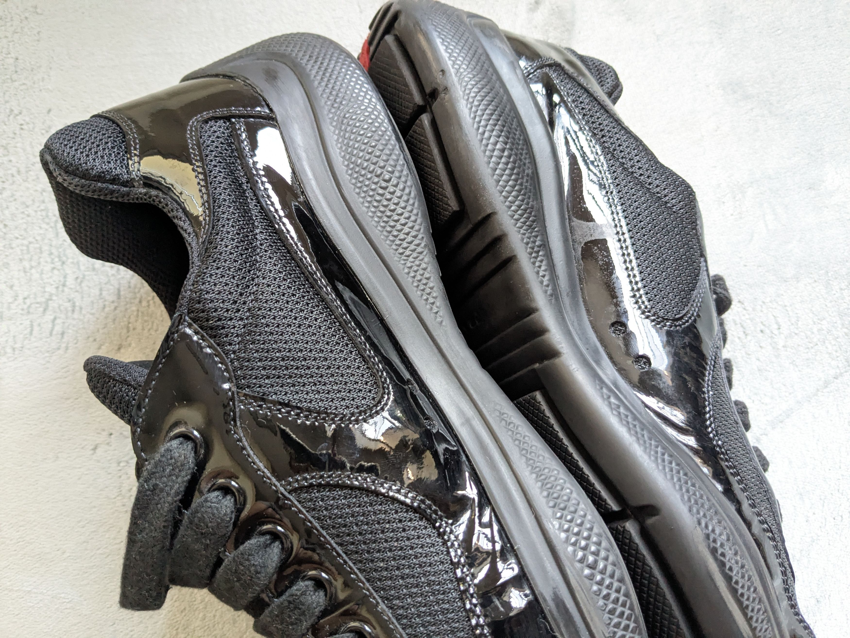 Prada Prada America's Cup Sneakers Black Patent Leather 9.5 Red Size US 9.5 / EU 42-43 - 10 Thumbnail