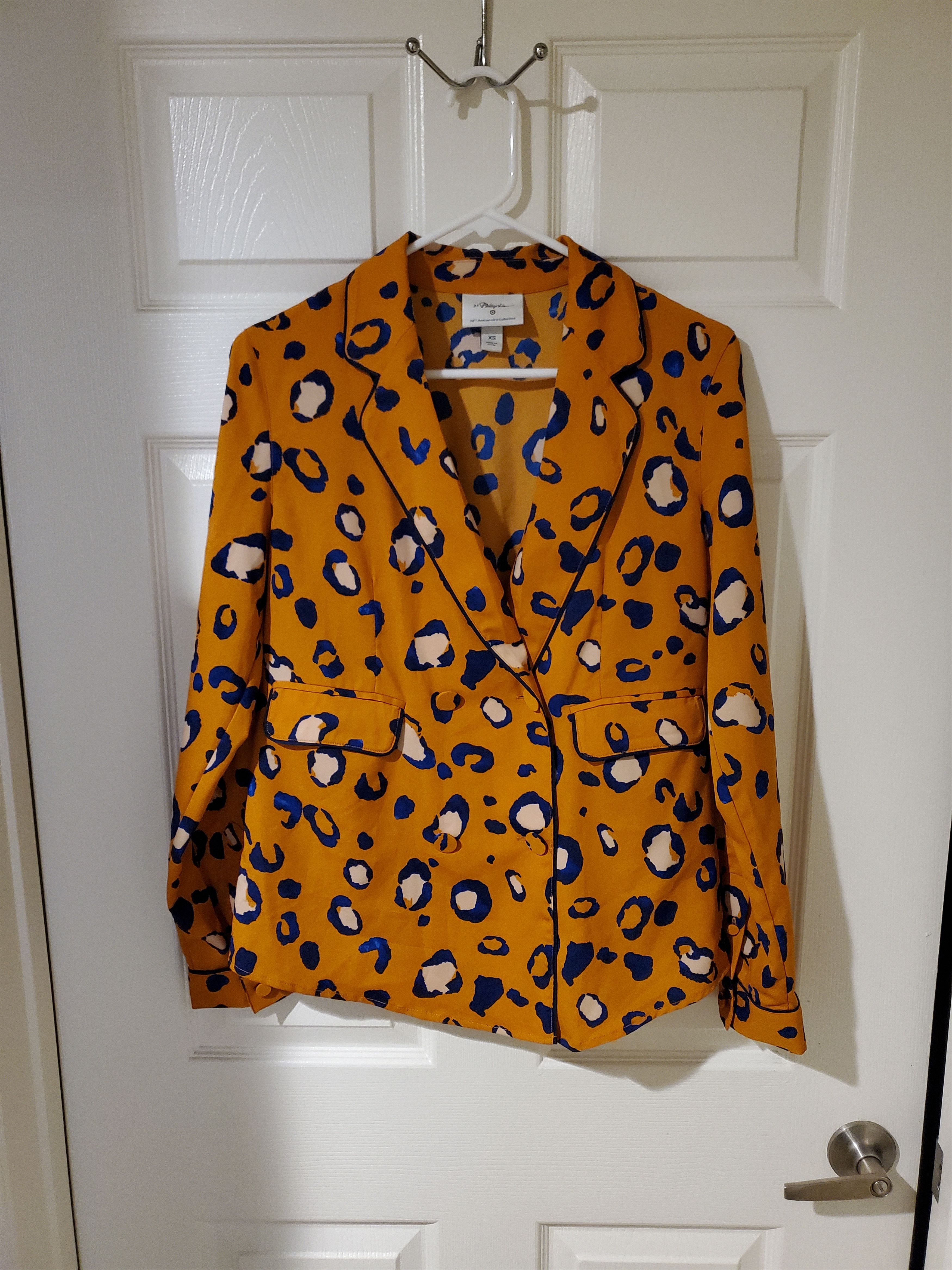 3.1 Phillip Lim Women's Gold + Blue Leopard Print Thin Blazer (size xs) Size XS / US 0-2 / IT 36-38 - 1 Thumbnail