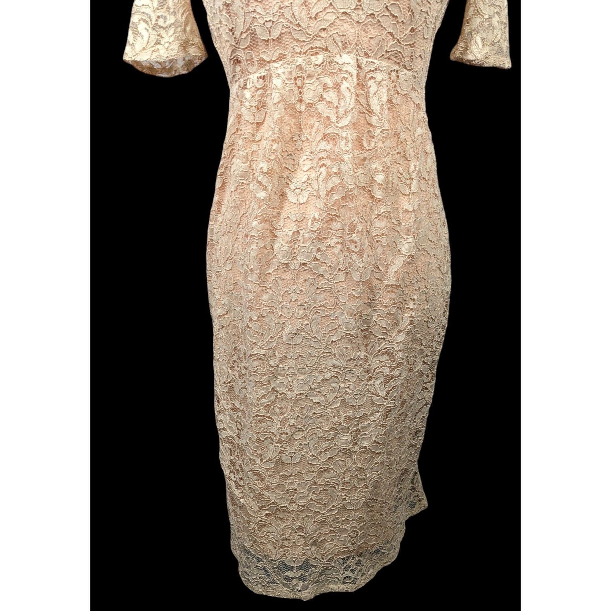 Other Hope And Ivy Cream Floral Lace Keyhole Dress Size 6 Size M / US 6-8 / IT 42-44 - 4 Thumbnail