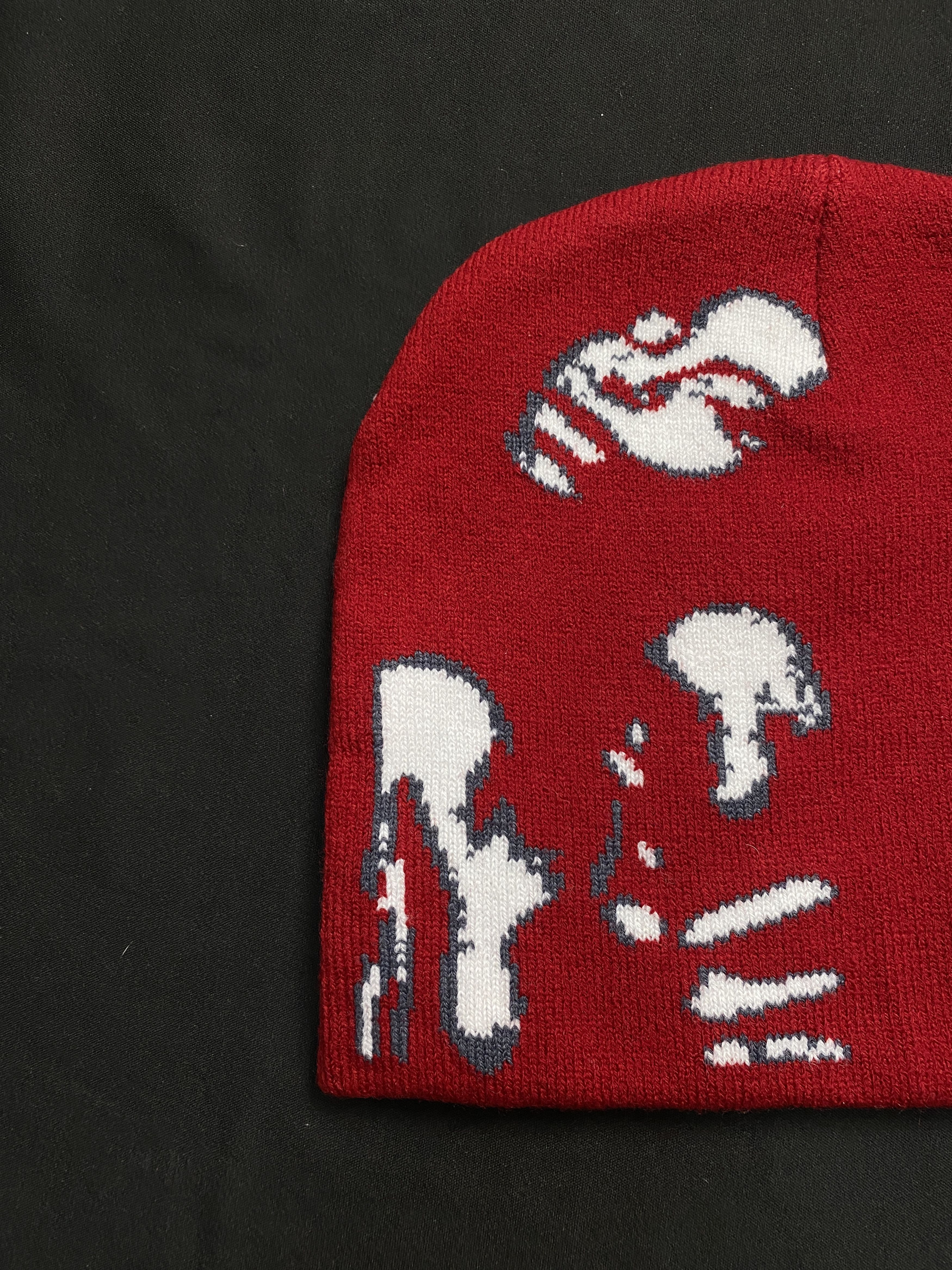 Japanese Brand Rare Woman Sensual Graphic No Cuff Beanie Skully Hat Red OS Size ONE SIZE - 2 Thumbnail