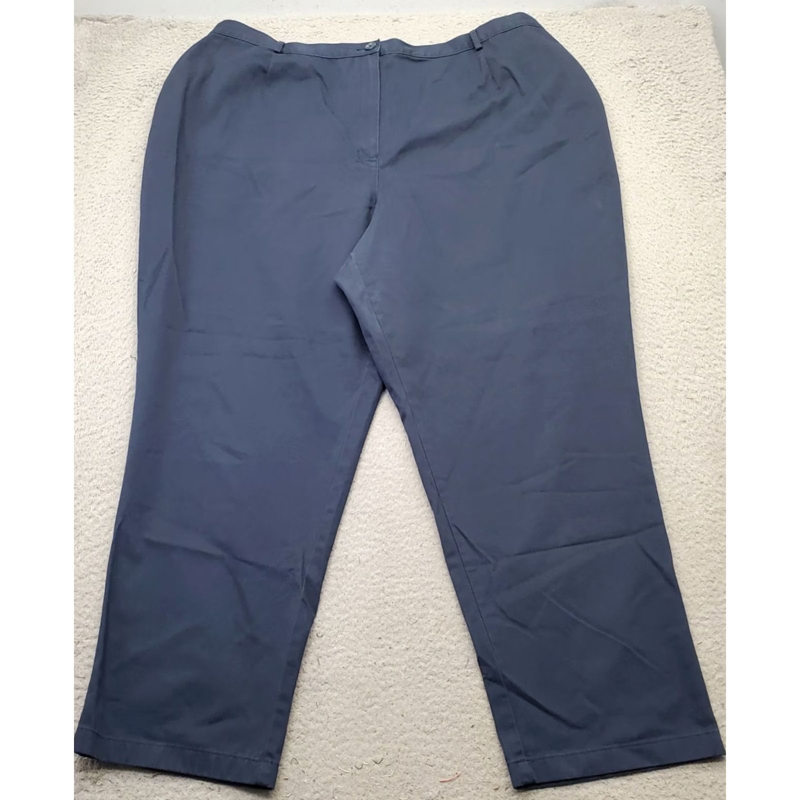 Vintage L.L. Bean Womens Size 26W Trouser Pants Blue 100% Cotton Elastic Waist Original Fit Pockets Flat Front Casual Outdoor All Seasons Size 26" / US 2 / IT 38 - 2 Thumbnail
