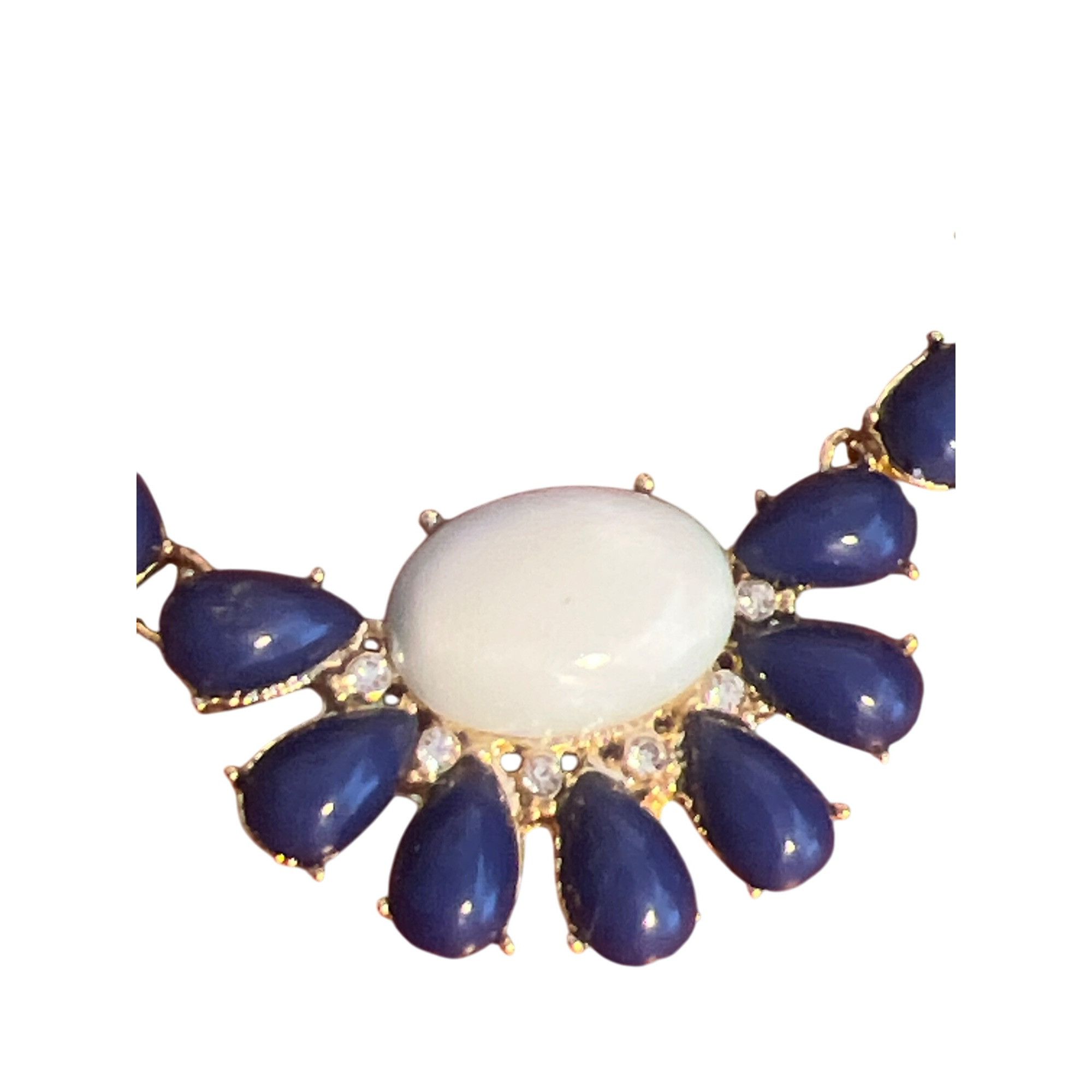 Liz Claiborne Liz Claiborne Gold Tone Necklace Bib Blue Clear Rhinestones Size ONE SIZE - 2 Thumbnail