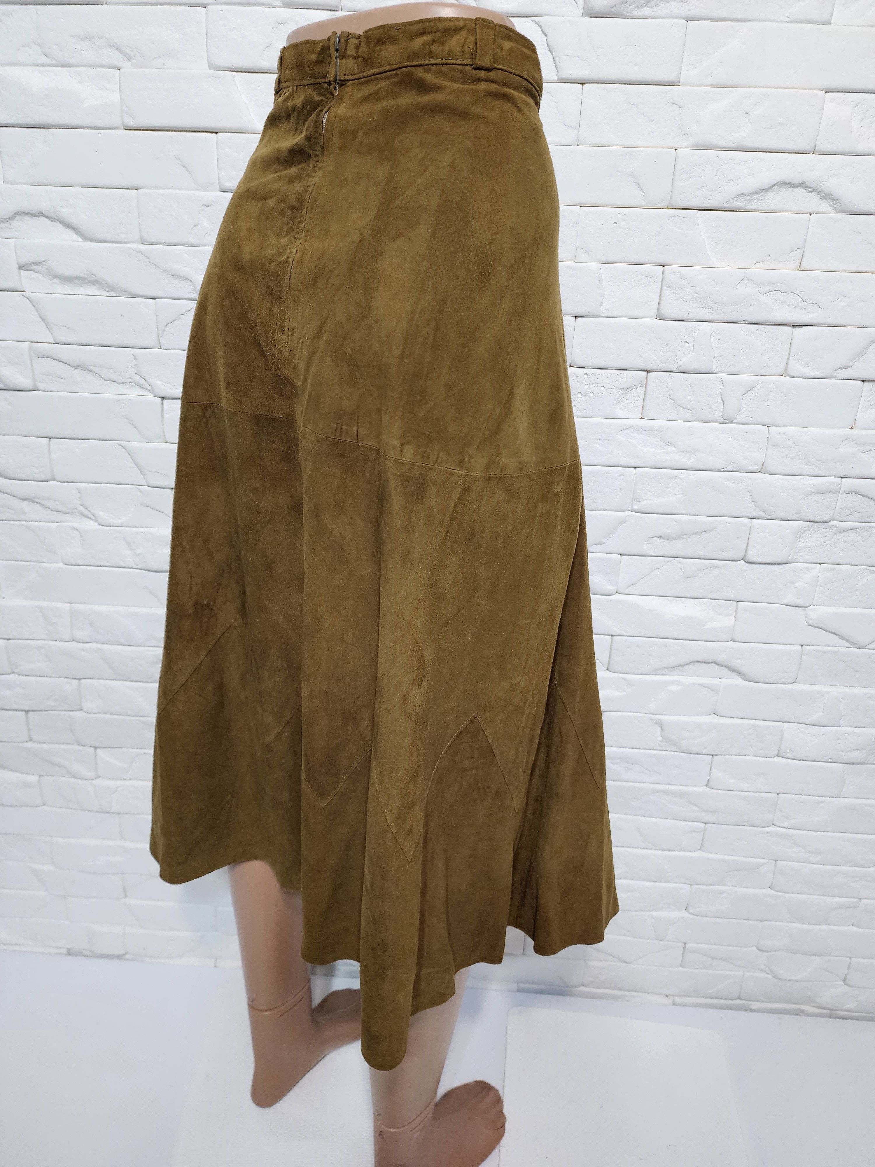 Genuine Leather Genuine Brown Leather Skirt Size 38" / US 16 / IT 52 - 4 Thumbnail