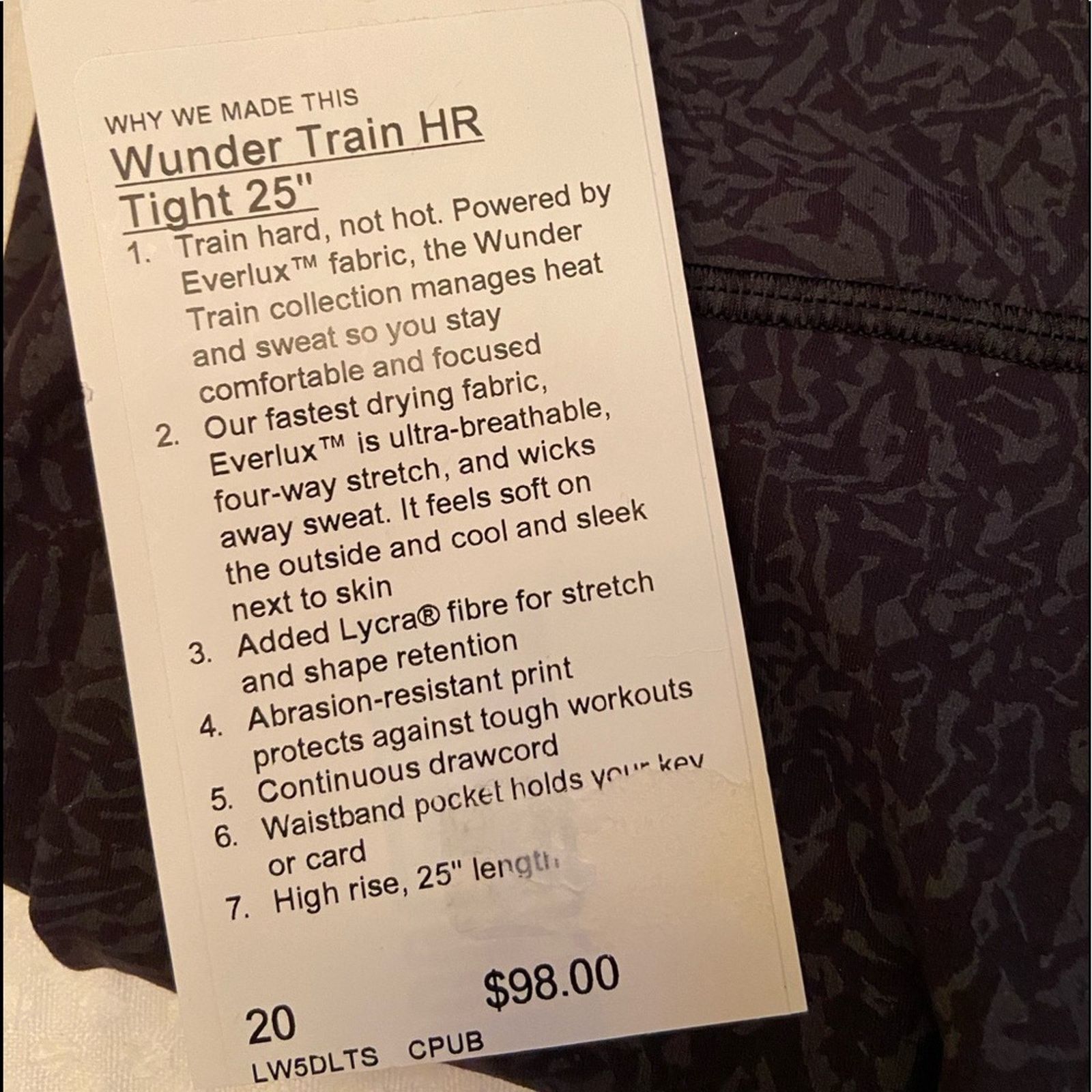 Lululemon LULULEMON Wunder Train HR Tight 25” Sz 20 Crunch Black Gray Size 42" / US 20 - 5 Thumbnail