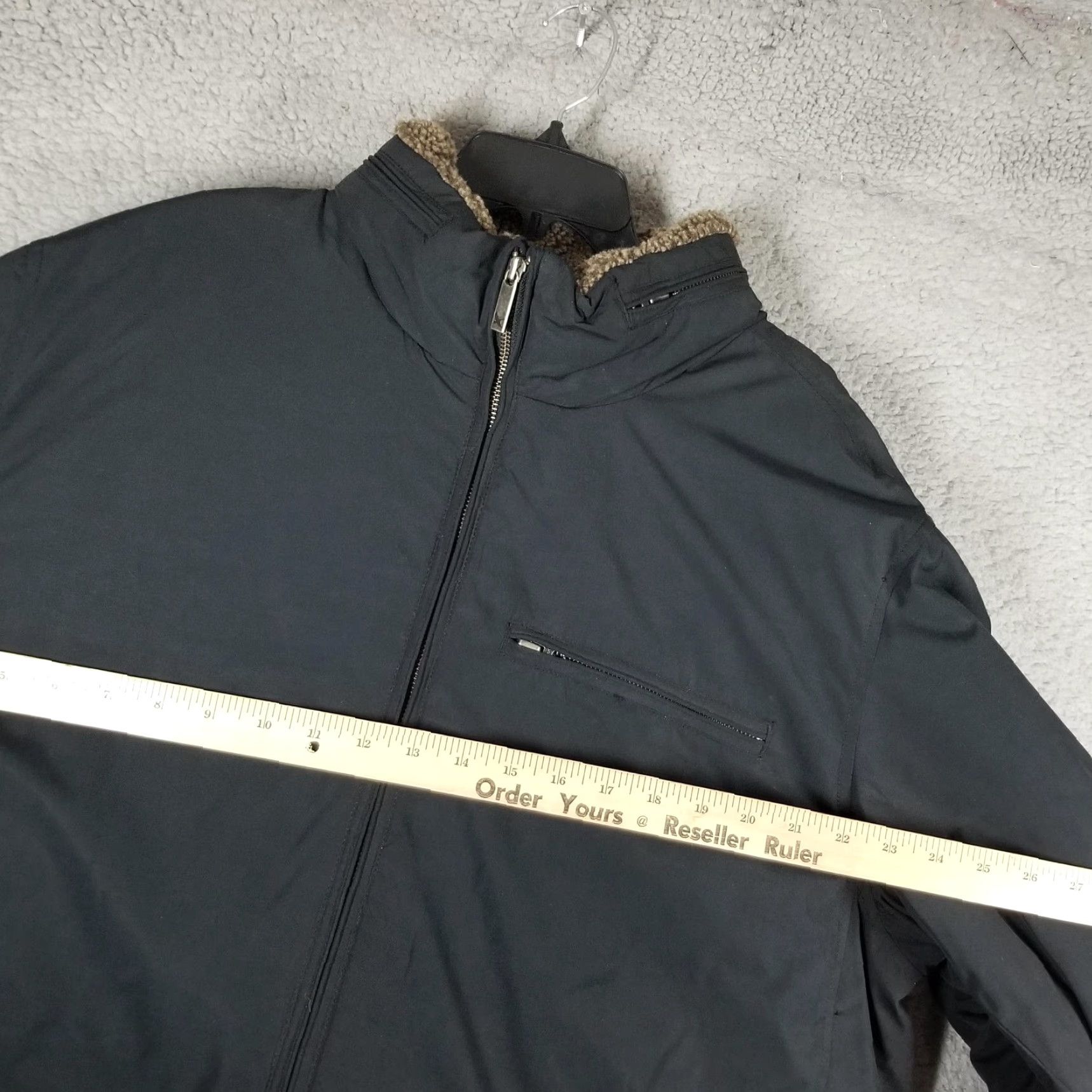 Eddie Bauer VINTAGE? No. Eddie Bauer Jacket Mens Tall Black Goose Down Sherpa Collar Full Zip Puffer Size US XL / EU 56 / 4 - 6 Thumbnail