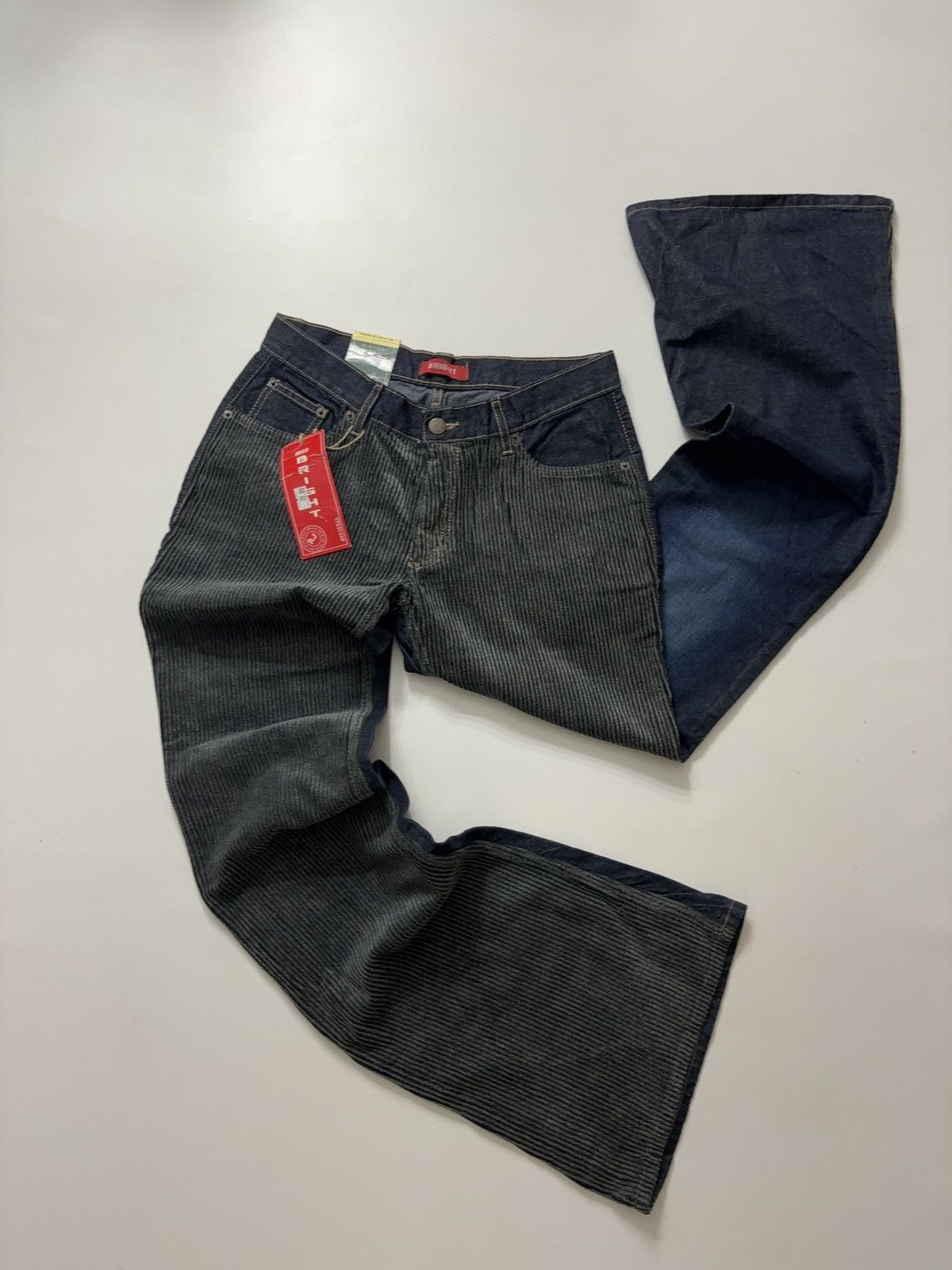 Vintage VINTAGE FLARED MIXED DENIM RETRO PANTS JEANS 00s Y2k Size 28" / US 6 / IT 42 - 2 Thumbnail