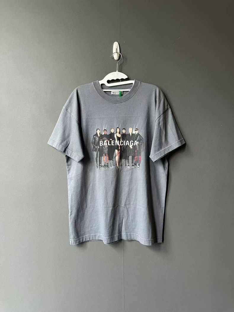 Balenciaga Balenciaga Grey Blue Portrait Short Sleeve Size US S / EU 44-46 / 1 - 1 Thumbnail