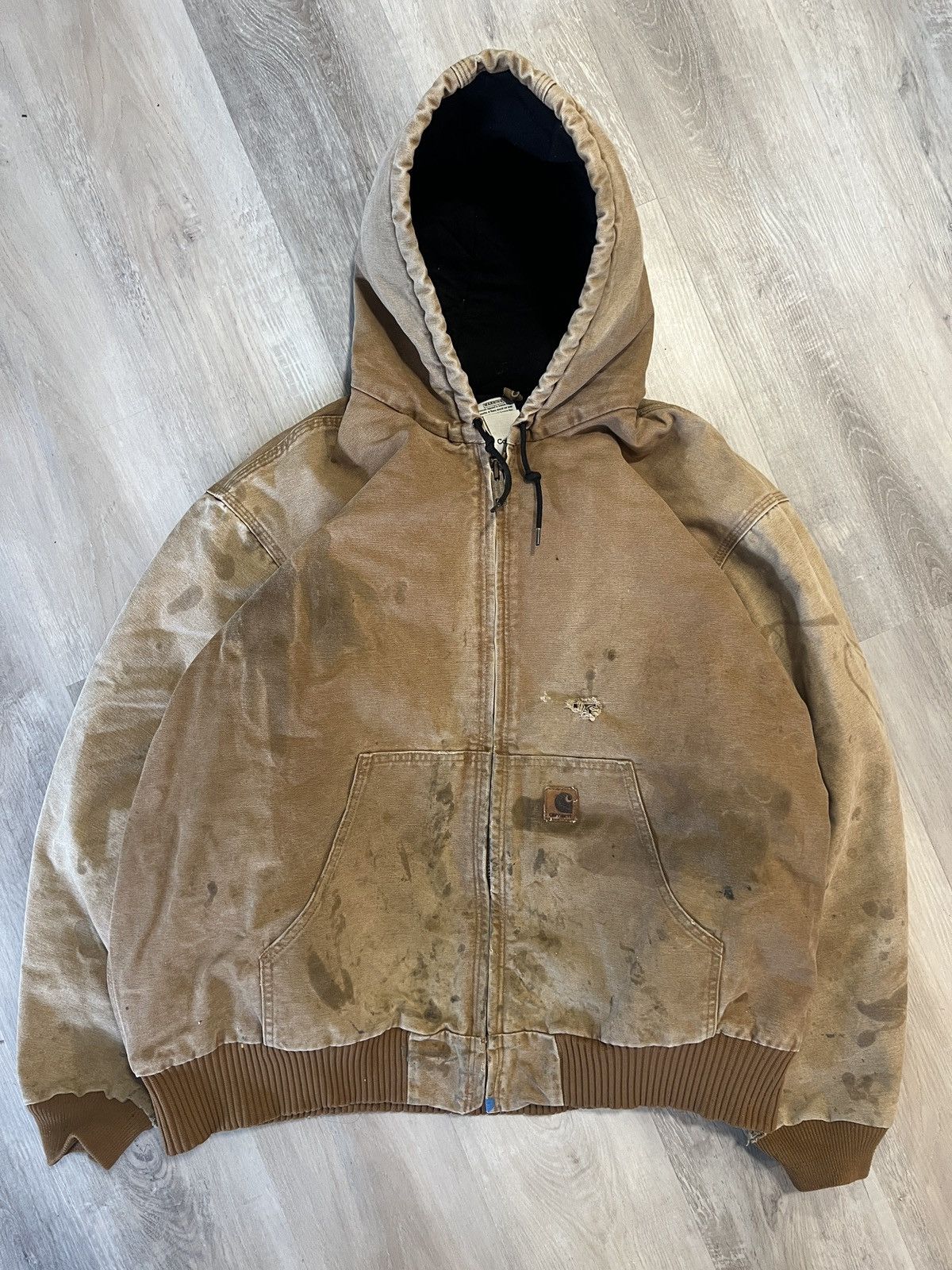 Image of 90's Carhartt Hooded Jacket in Tan, Men's (Size 2XL)