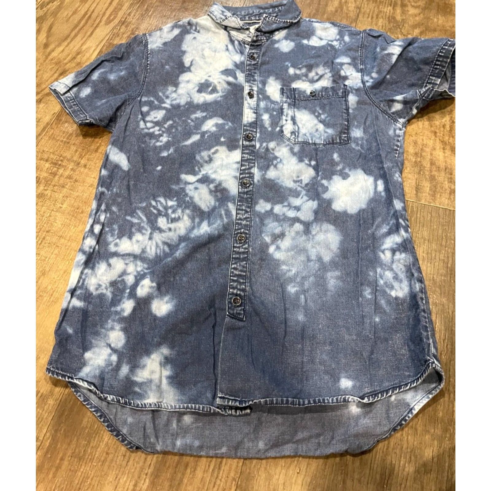 Denime 91 Denim Shirt Mens Medium M Blue Collared Short Sleeve Button Down Size US M / EU 48-50 / 2 - 2 Thumbnail