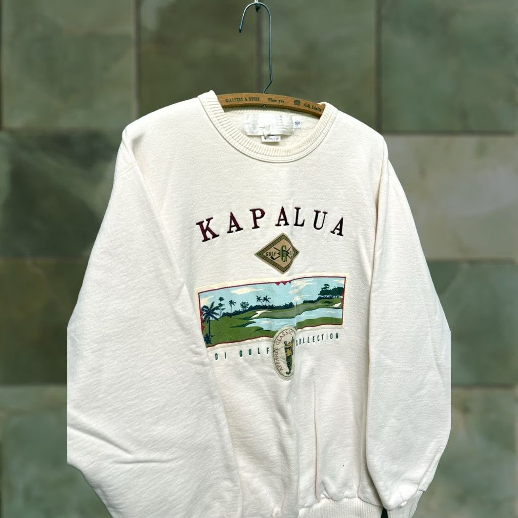 Vintage VINTAGE 90s Kapalua Golf Course White Cotton Hawaii Sweatshirt M Medium Mens? Size US M / EU 48-50 / 2 - 1 Thumbnail