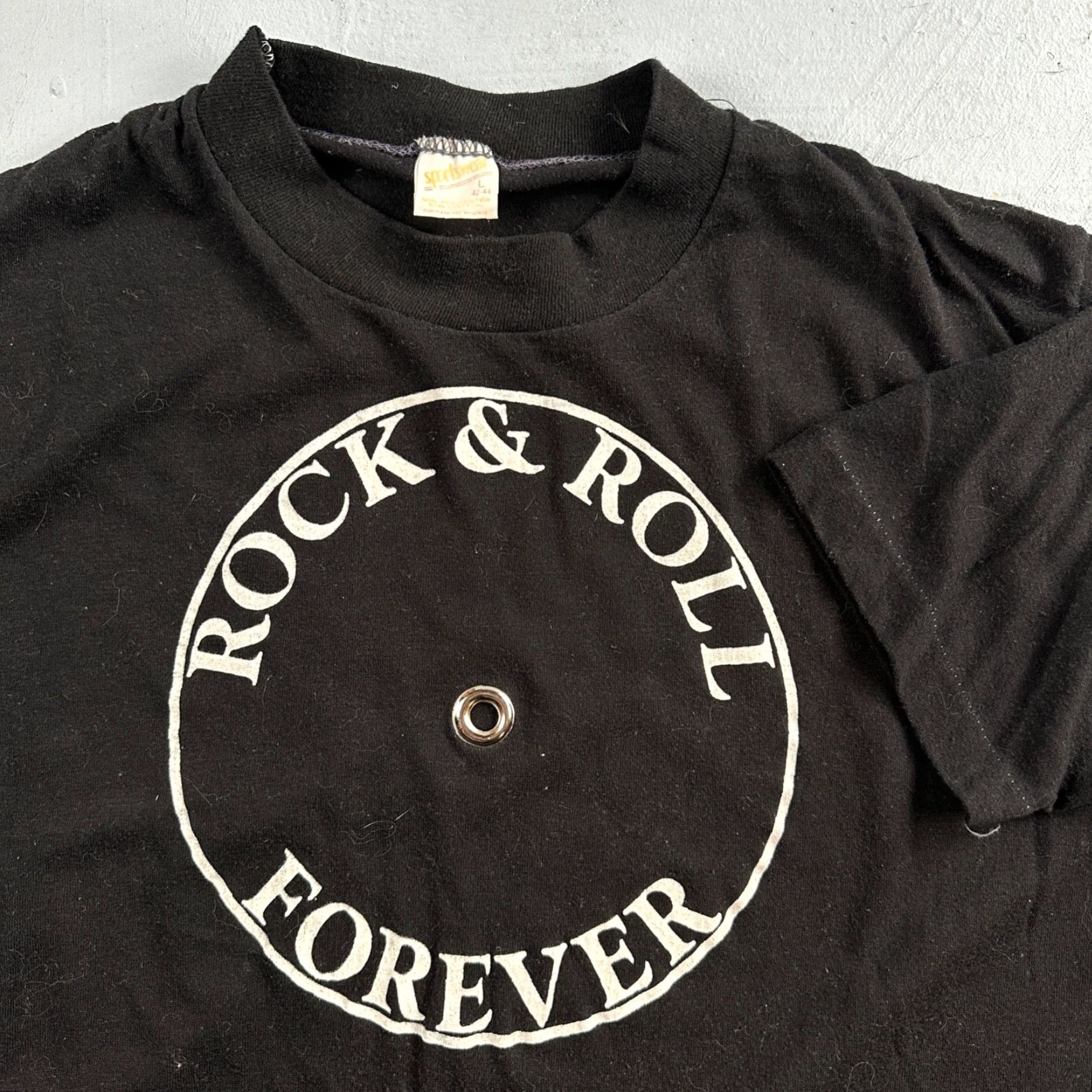 Vintage VINTAGE Rock N Roll 70s T Shirt Rockabilly Black Sportswear Men L Crew Neck Short Sleeve Graphic Print 70s Grunge Vintage Size US L / EU 52-54 / 3 - 2 Thumbnail