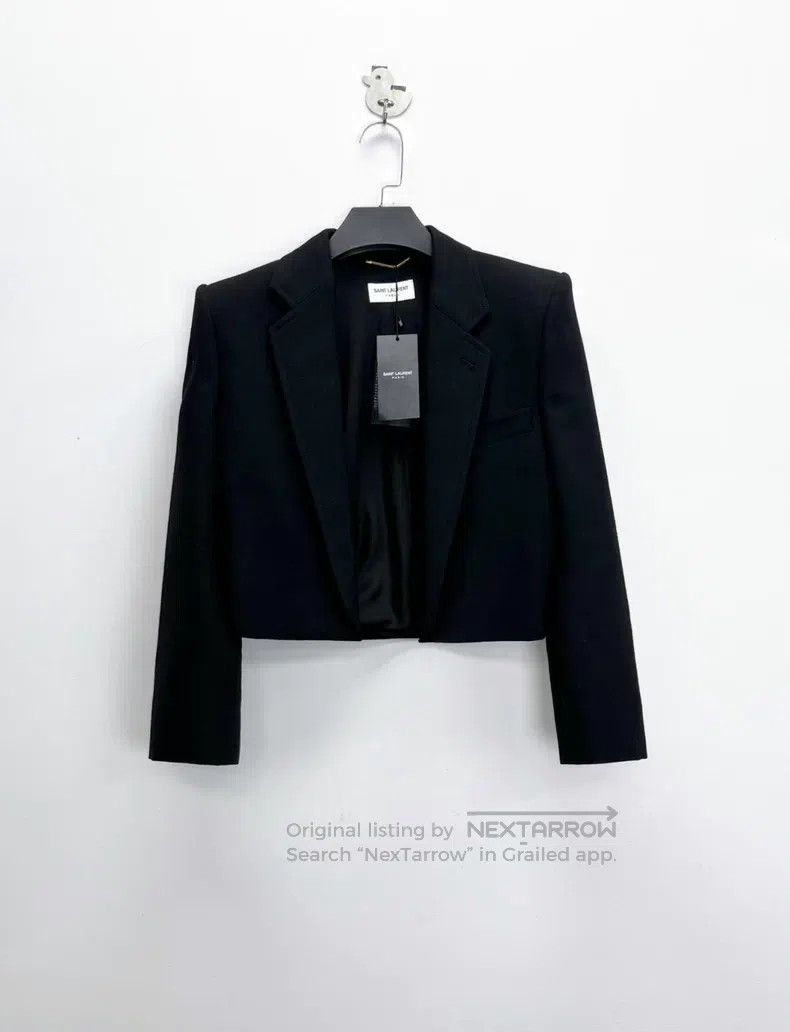 Saint Laurent Paris Saint Laurent Paris Black Fine Wool Short Jacket Size XXS / US 00 / IT 34 - 1 Thumbnail