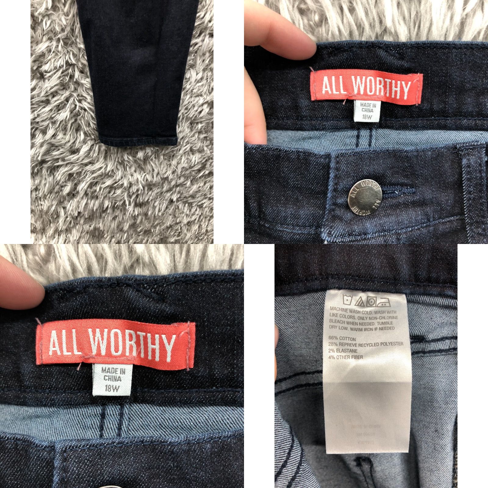 Vintage All Worthy Skinny Jeans 18W Plus Size Womens High Rise Dark Blue Denim Jeans Size 40" / US 18 - 8 Thumbnail