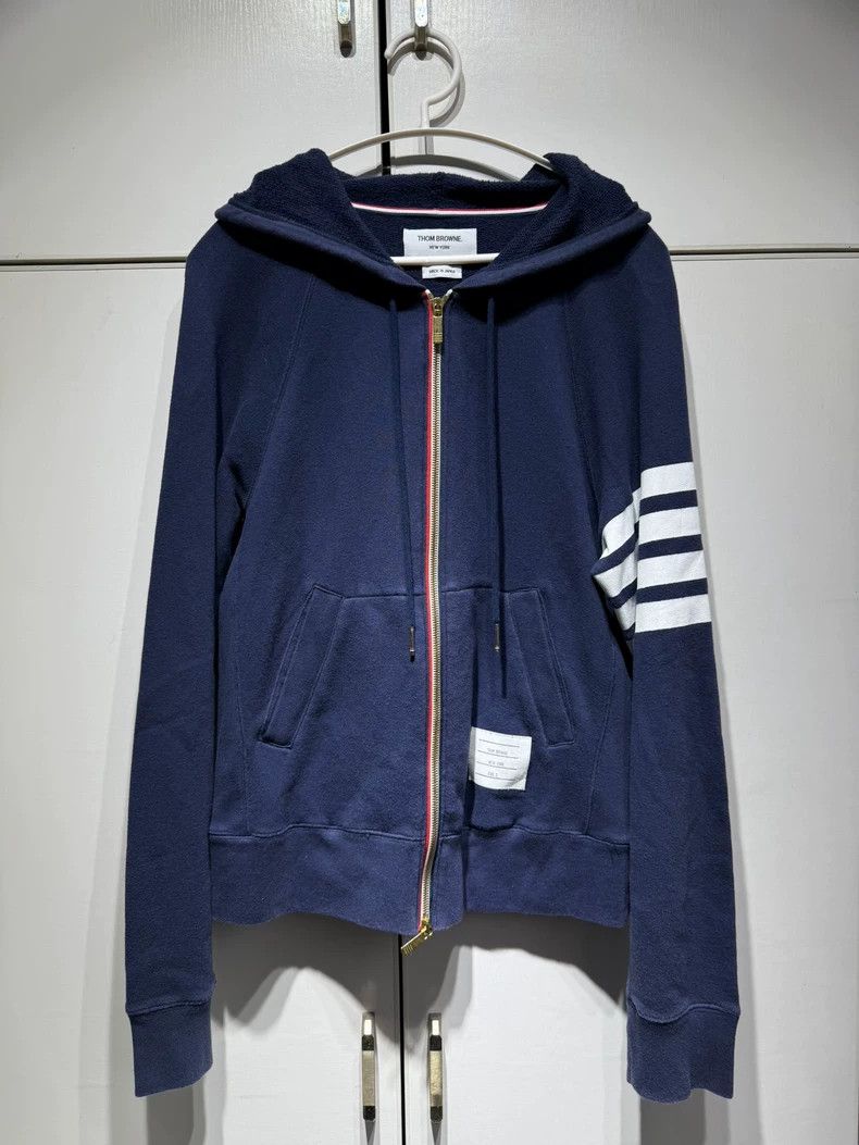 thom browneInk blue offset printed zipper jacket 2503-Nexta