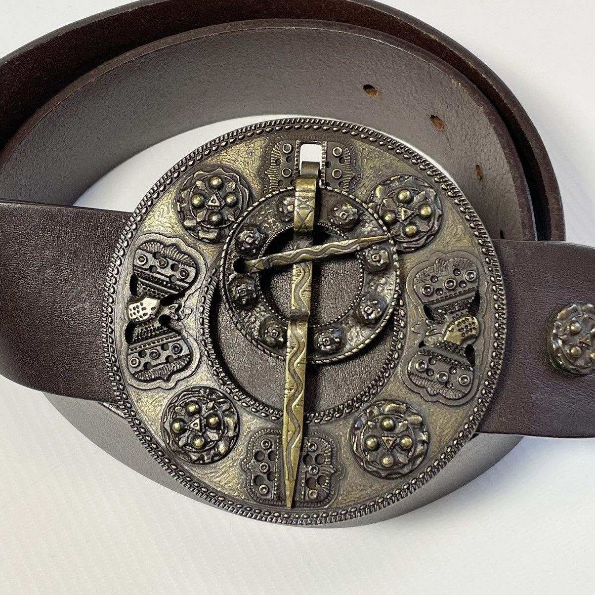Dries Van Noten Early 2000s ‘Dagger Western’ Buckle Belt Size 32 - 3 Thumbnail