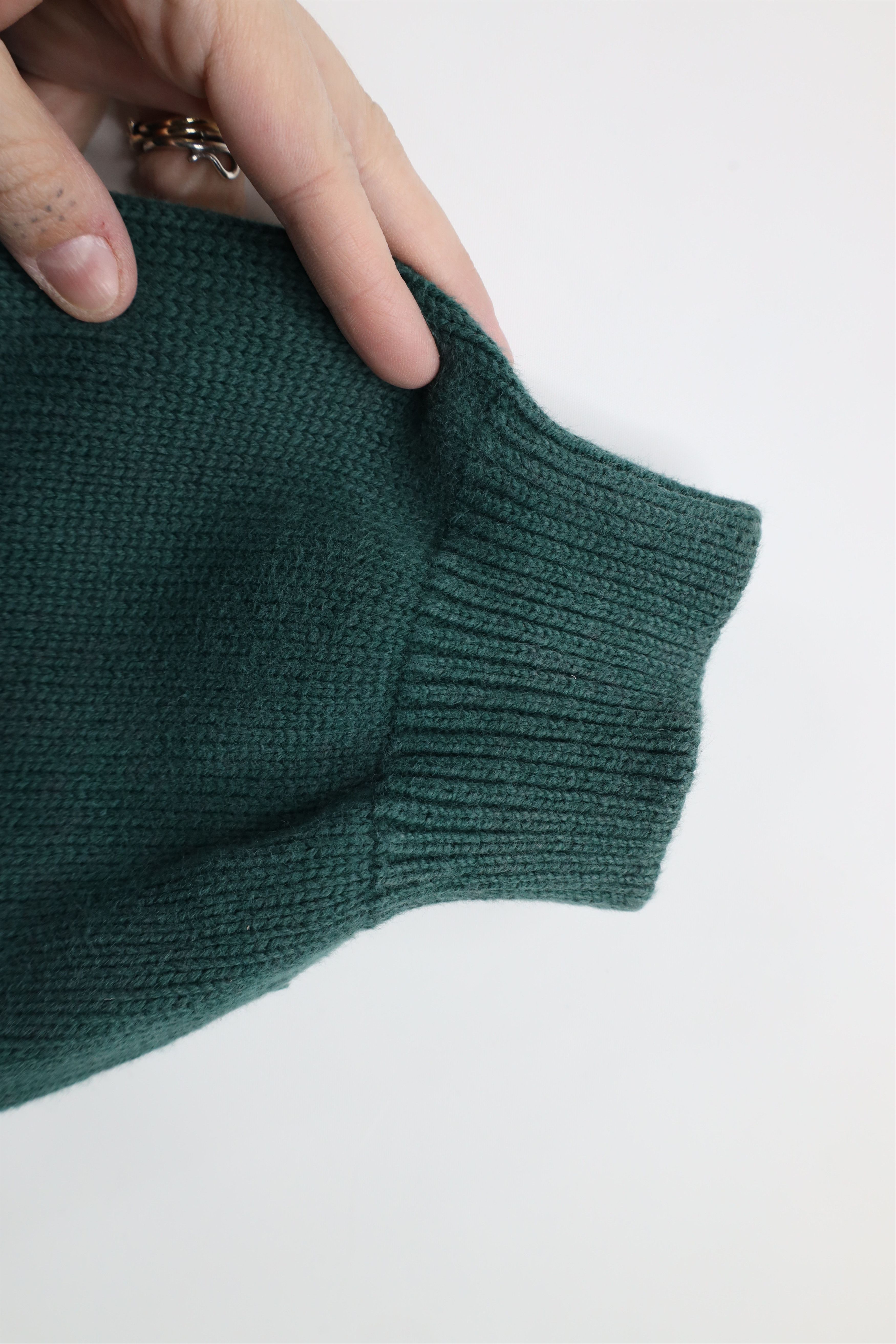 Lands' End × Vintage Vintage 90s Lands End Cotton Knit V-Neck Sweater Green USA Size US XXL / EU 58 / 5 - 6 Thumbnail