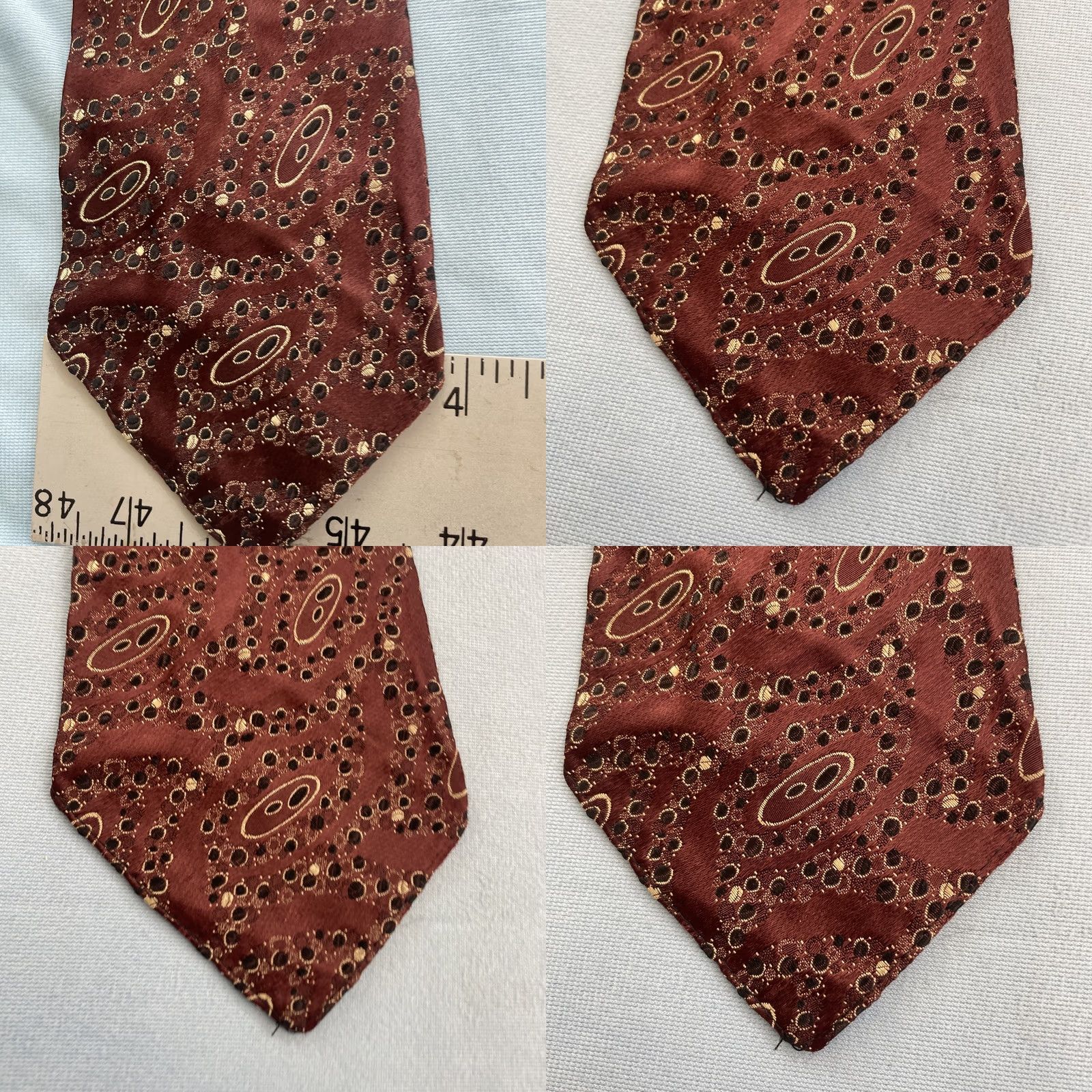 MCM VINTAGE Golden Shuttle Fabric McCurrach Tie Woven Foulard Red White Dots 4x56 Silk Neckwear Tie Men MCM Vintage Rockabilly Capsule 1940s Size ONE SIZE - 8 Thumbnail