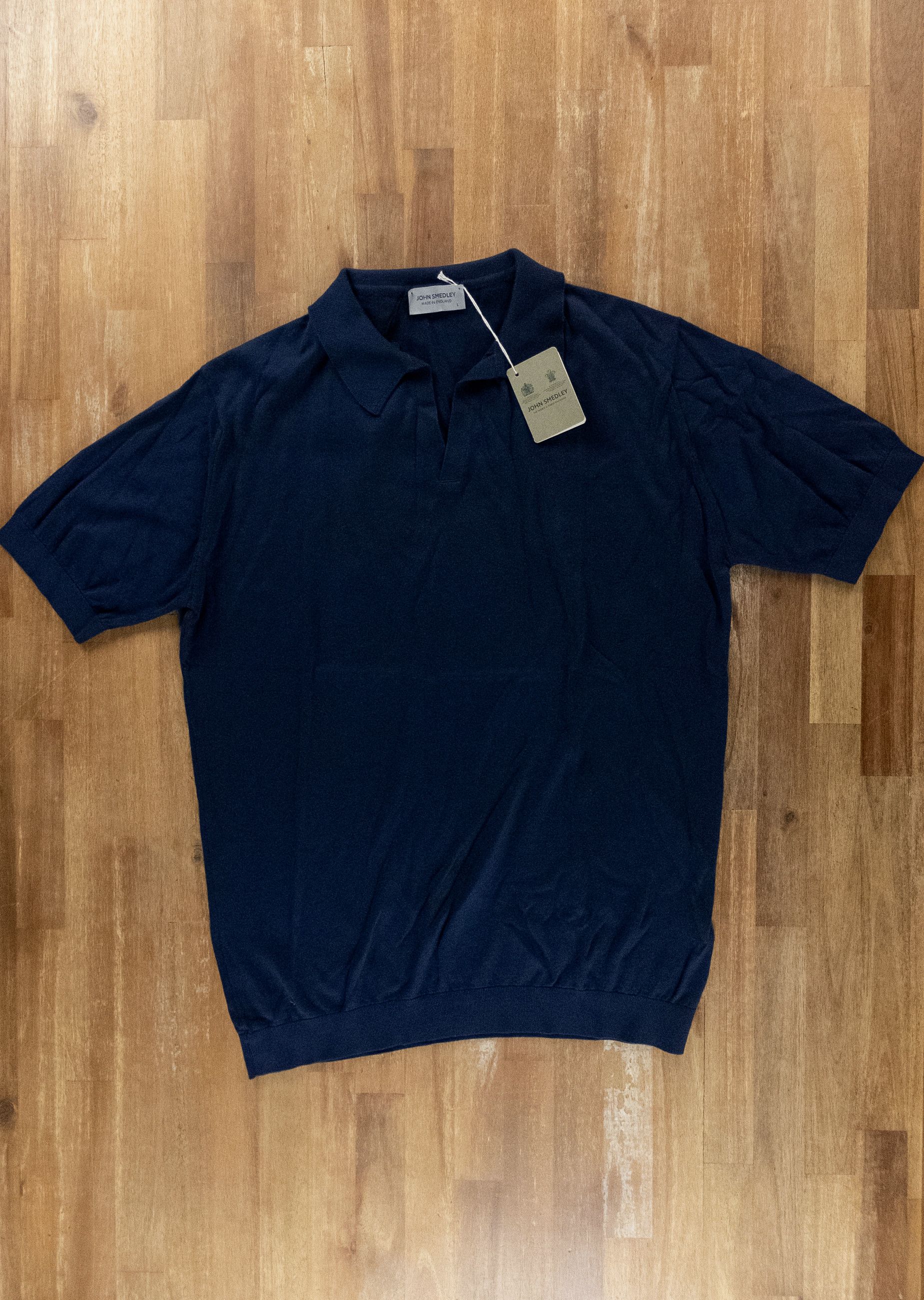 John Smedley JOHN SMEDLEY Noah navy blue knit cotton polo shirt Large q Size US L / EU 52-54 / 3 - 4 Thumbnail