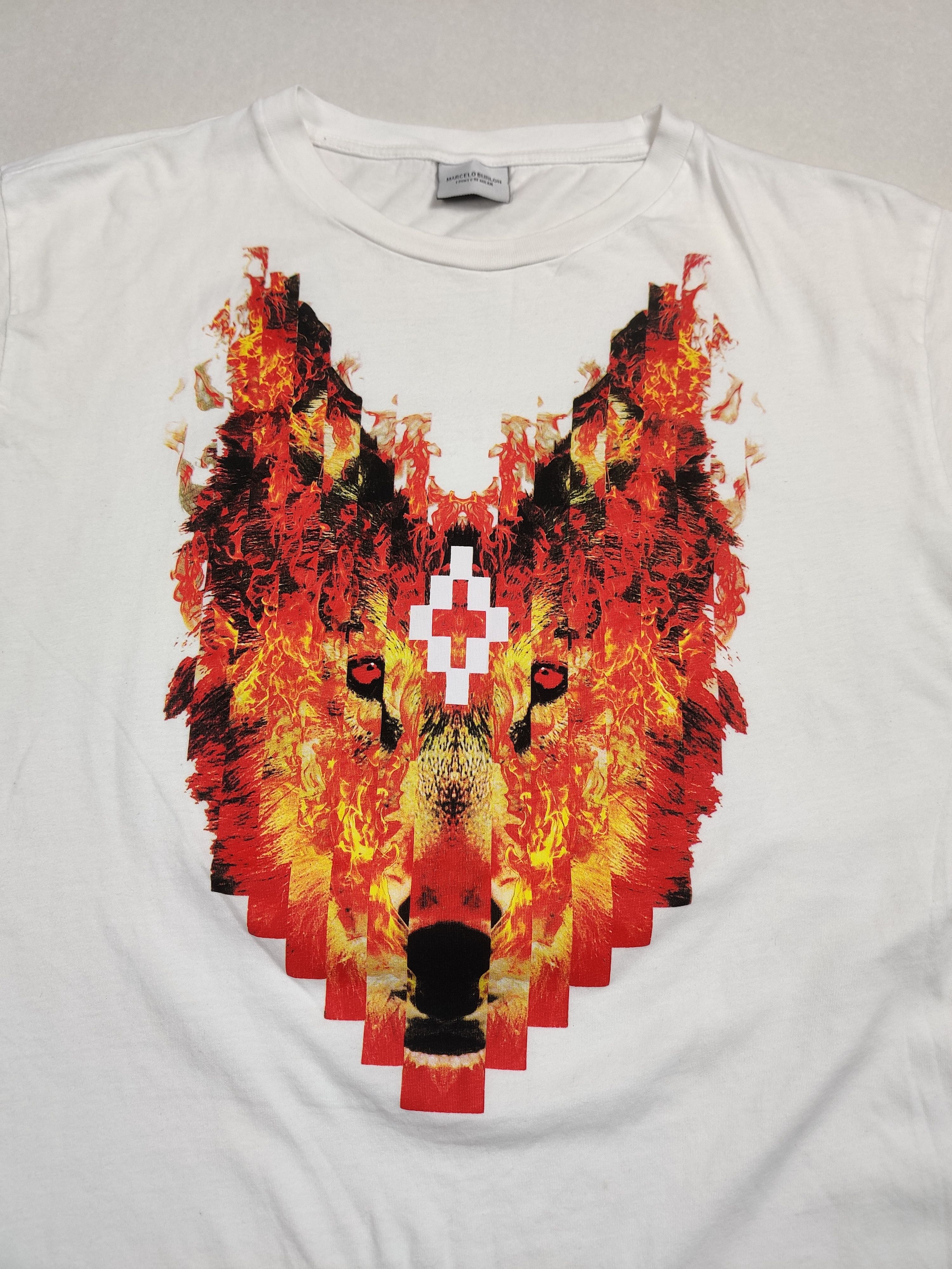 Marcelo Burlon Marcelo Burlon Fire Wolf print White Tee Size US L / EU 52-54 / 3 - 2 Thumbnail
