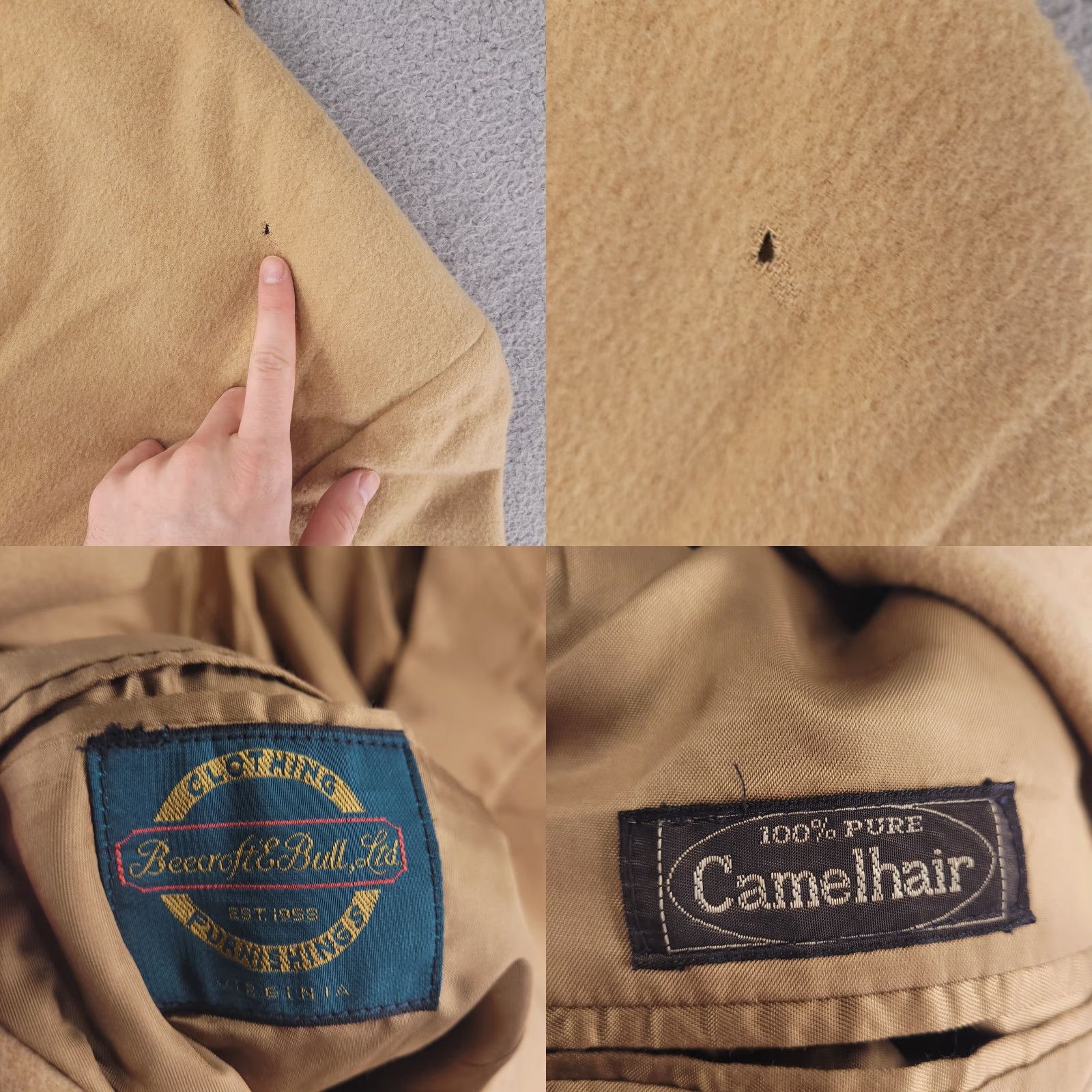 Camel VINTAGE Beercroft & Bull Suit Jacket Mens 42 44 Brown 100% Camel hair Made USA Size 42R - 9 Thumbnail