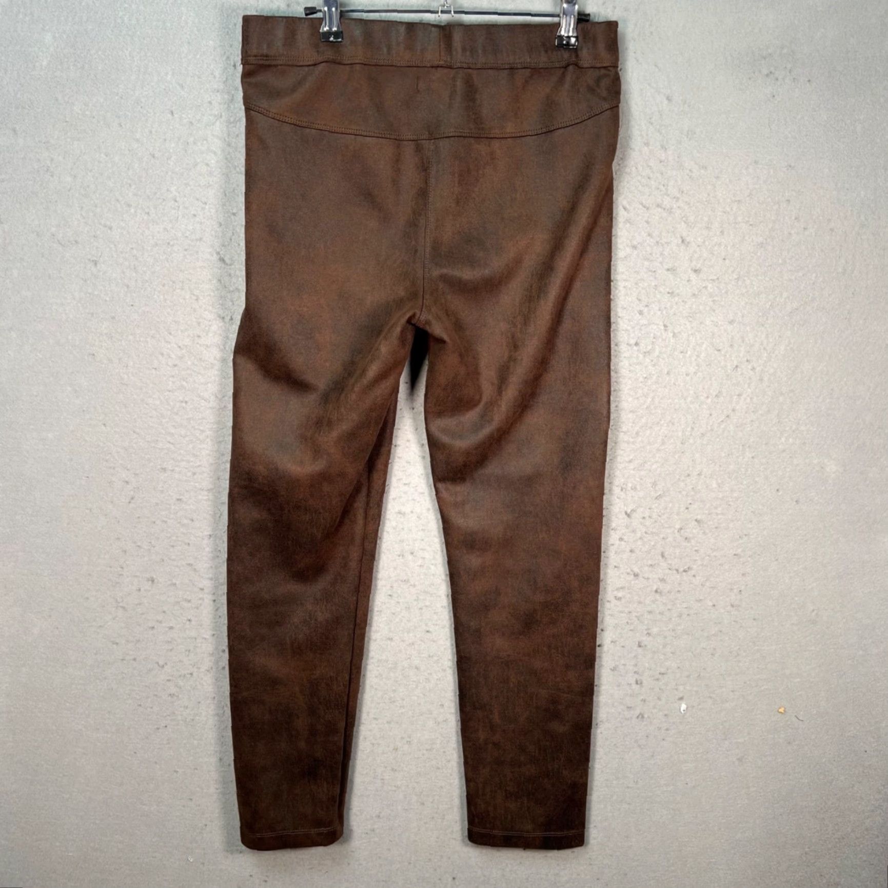 Vintage Max Studio Womens Leggings Size L Faux Leather Brown Elastic Waist Ankle Stretch Fall Winter Womens Size 36" / US 14 / IT 50 - 2 Thumbnail