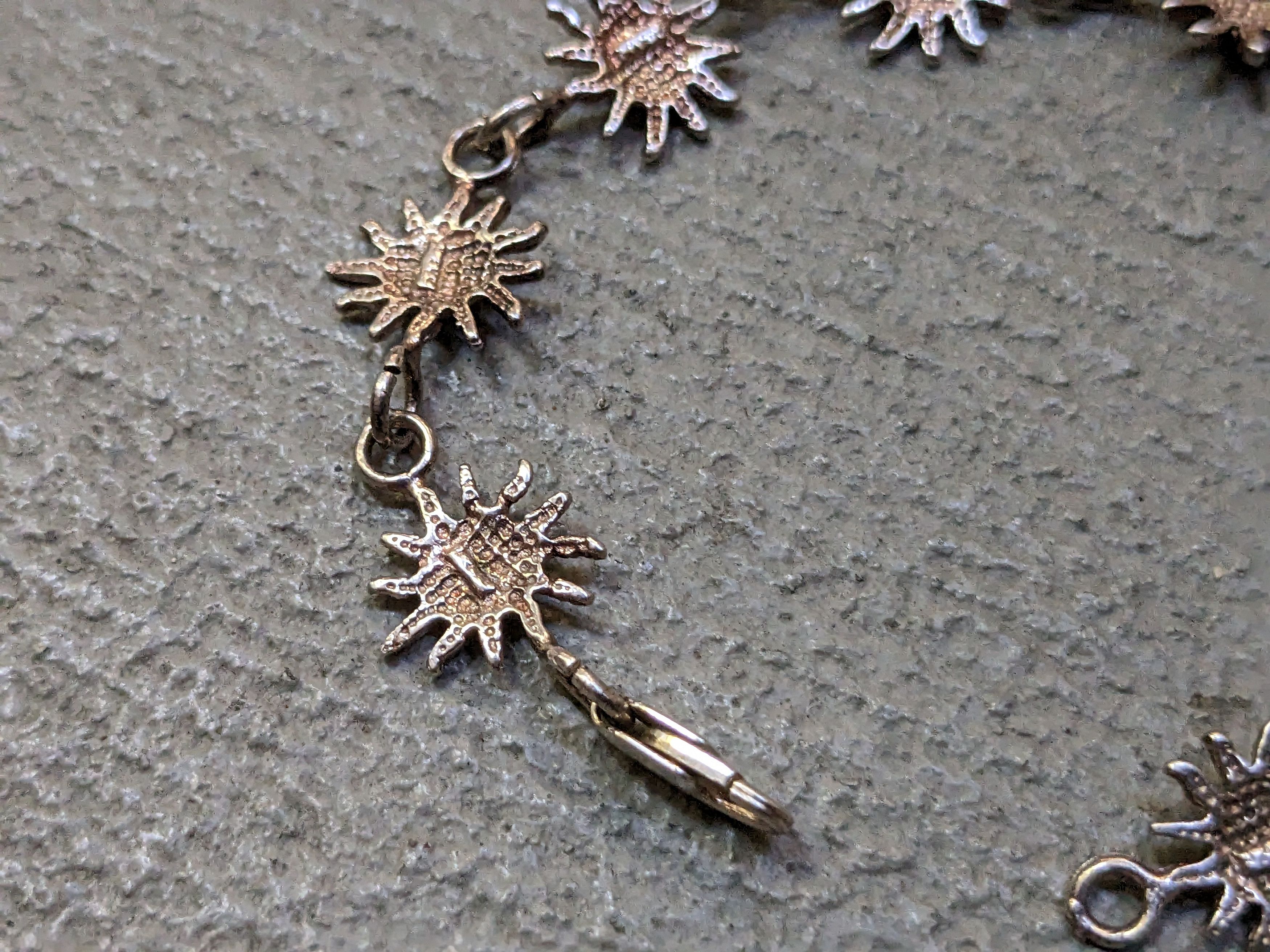 Jewelry Vintage Sterling Silver Bracelet Sun Link Chain 7.25" Size ONE SIZE - 9 Thumbnail