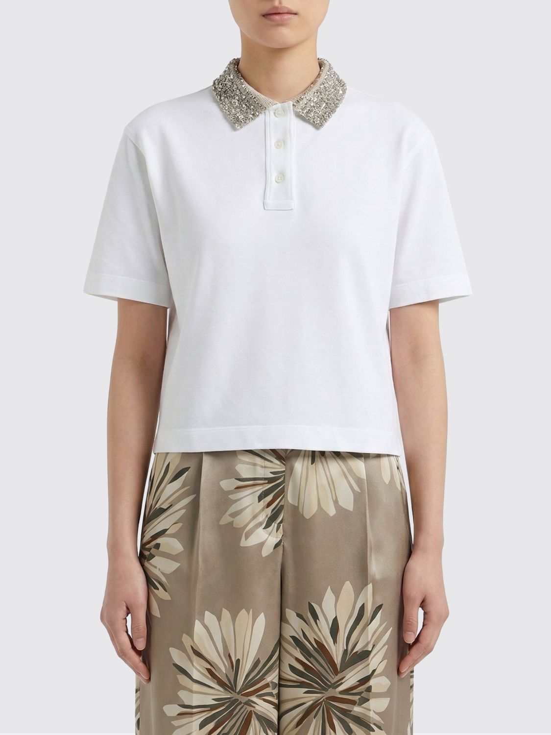 Brunello Cucinelli Brunello Cucinelli Polo Shirt Woman White Size S / US 4 / IT 40 - 1 Thumbnail