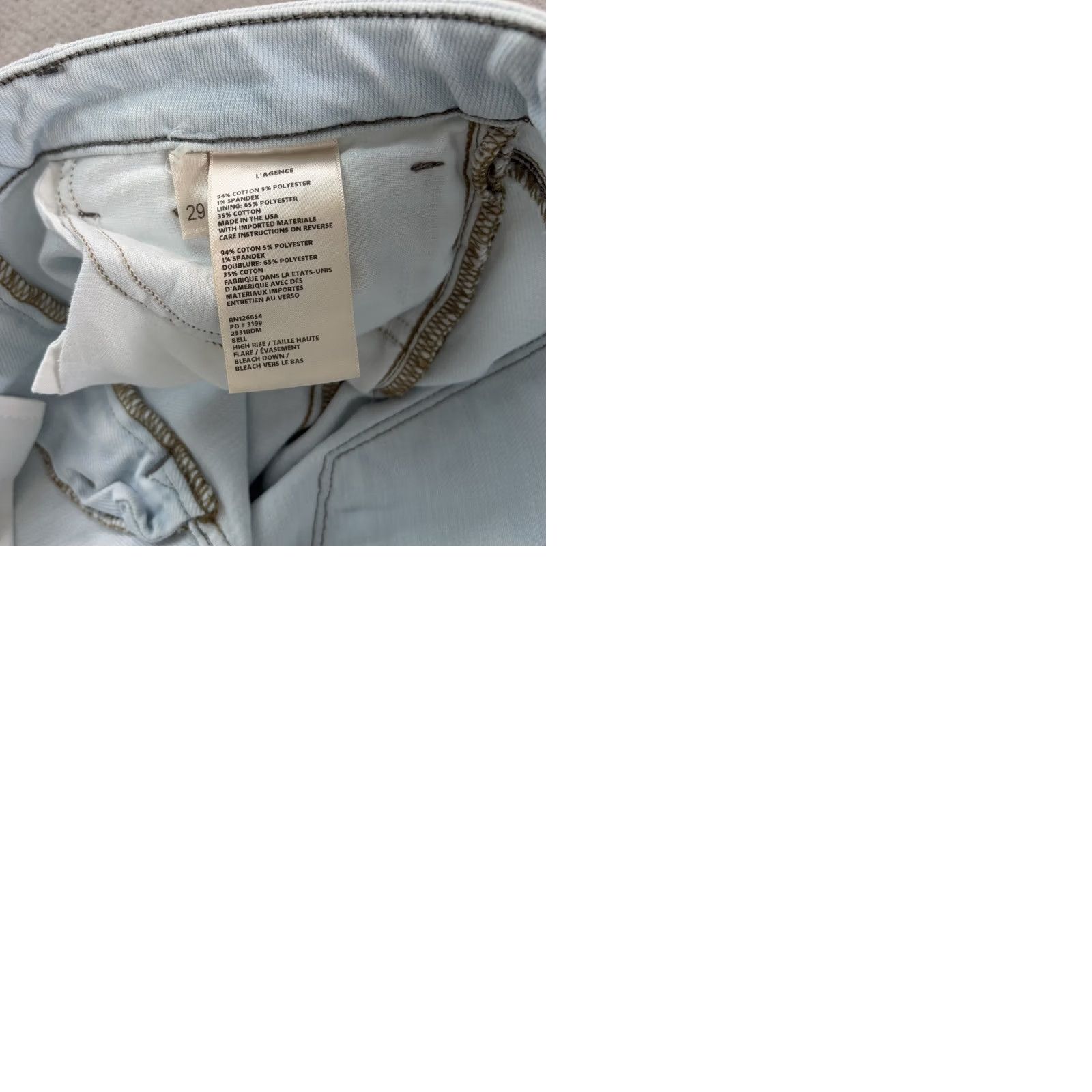 L'AGENCE L'AGENCE Bell High Rise Flare Jeans Bleach Down Women 29 USA Denim Blue Size 29" - 9 Thumbnail