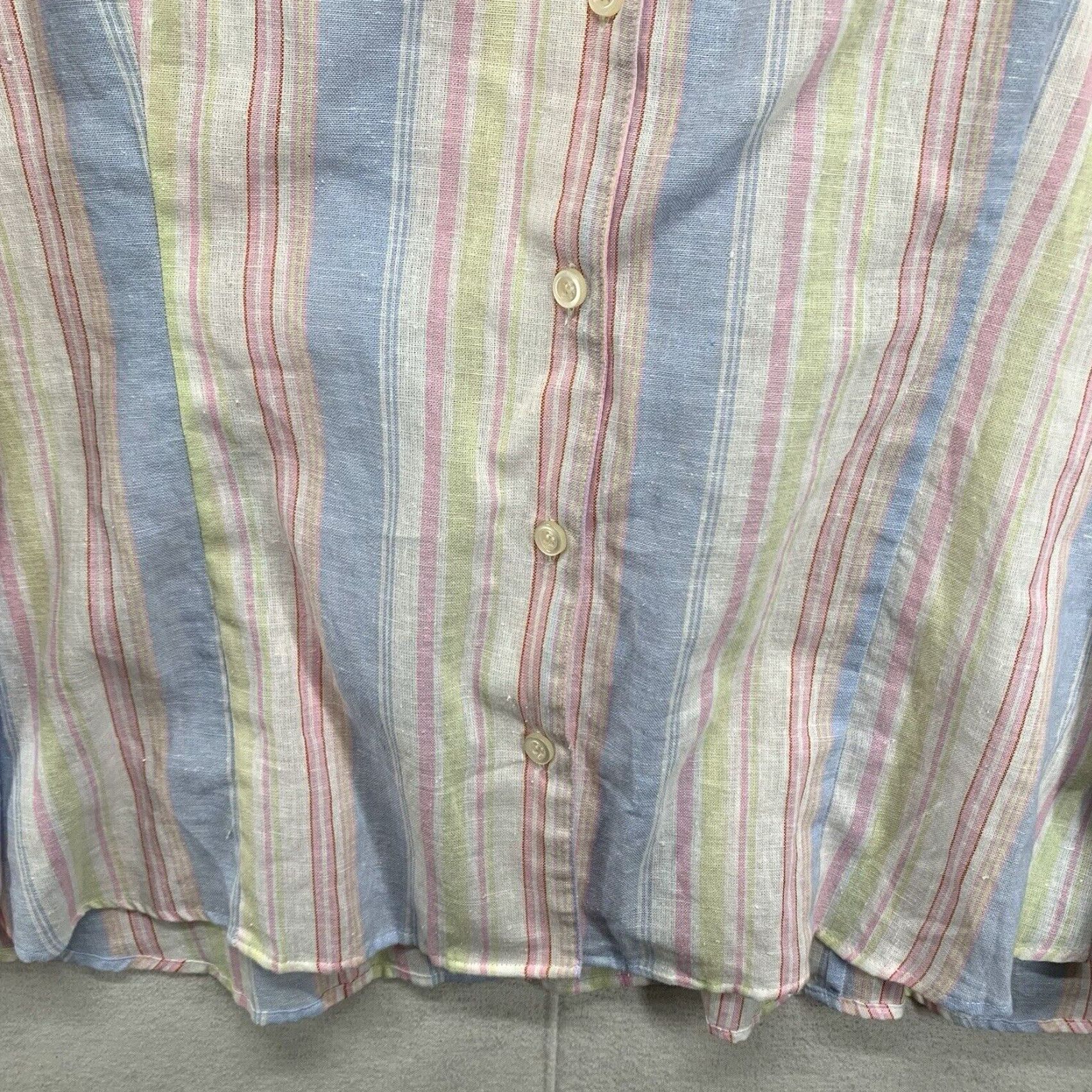Vintage VINTAGE Harvé Benard Women's Linen Blend Button-Up Top Casual Travel Size 3X Pastel Striped Size XXL / US 16-18 / IT 52-54 - 7 Thumbnail