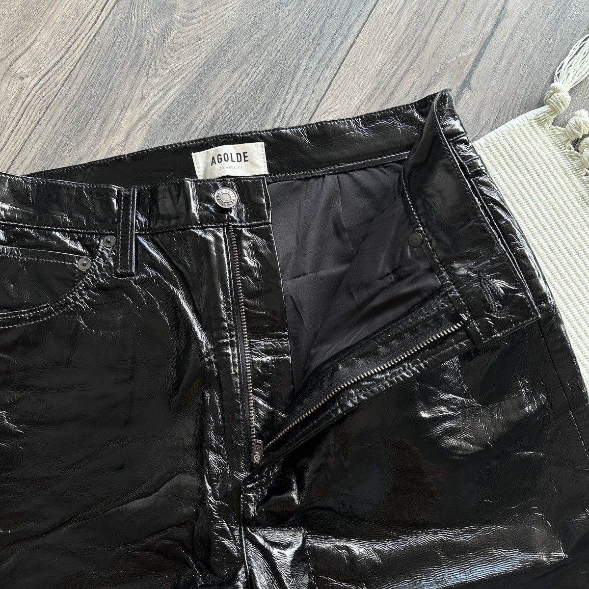 Agolde AGOLDE ‘90s Pinch Black Patent Recycled Leather Pants Size 28" / US 6 / IT 42 - 3 Thumbnail