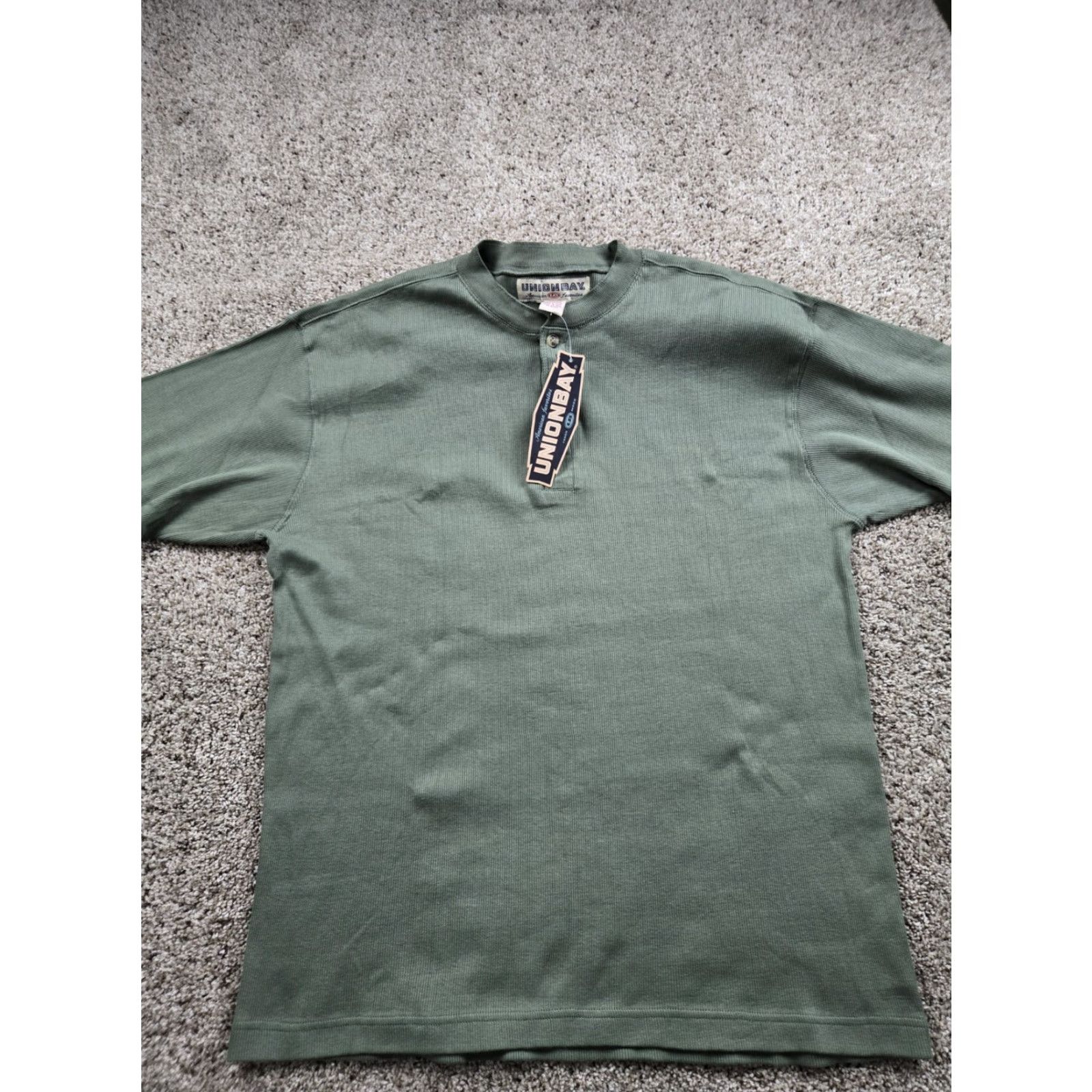 Vintage VINTAGE UNIONBAY Henley Shirt XL Mens Green Long Sleeve Pullover Cotton 90s NWT Size US XL / EU 56 / 4 - 3 Thumbnail