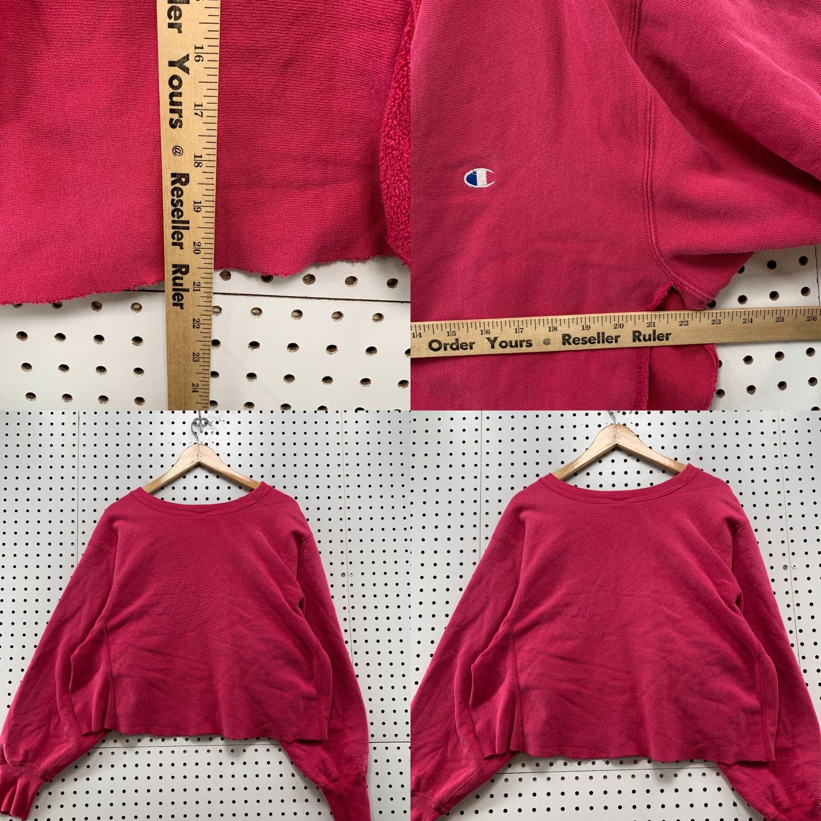 Champion VINTAGE Champion Sweatshirt Womens XL 90s Reverse Weave Pourover Pink Logo USA Cropped Chopped USPS? Size XL / US 12-14 / IT 48-50 - 9 Thumbnail