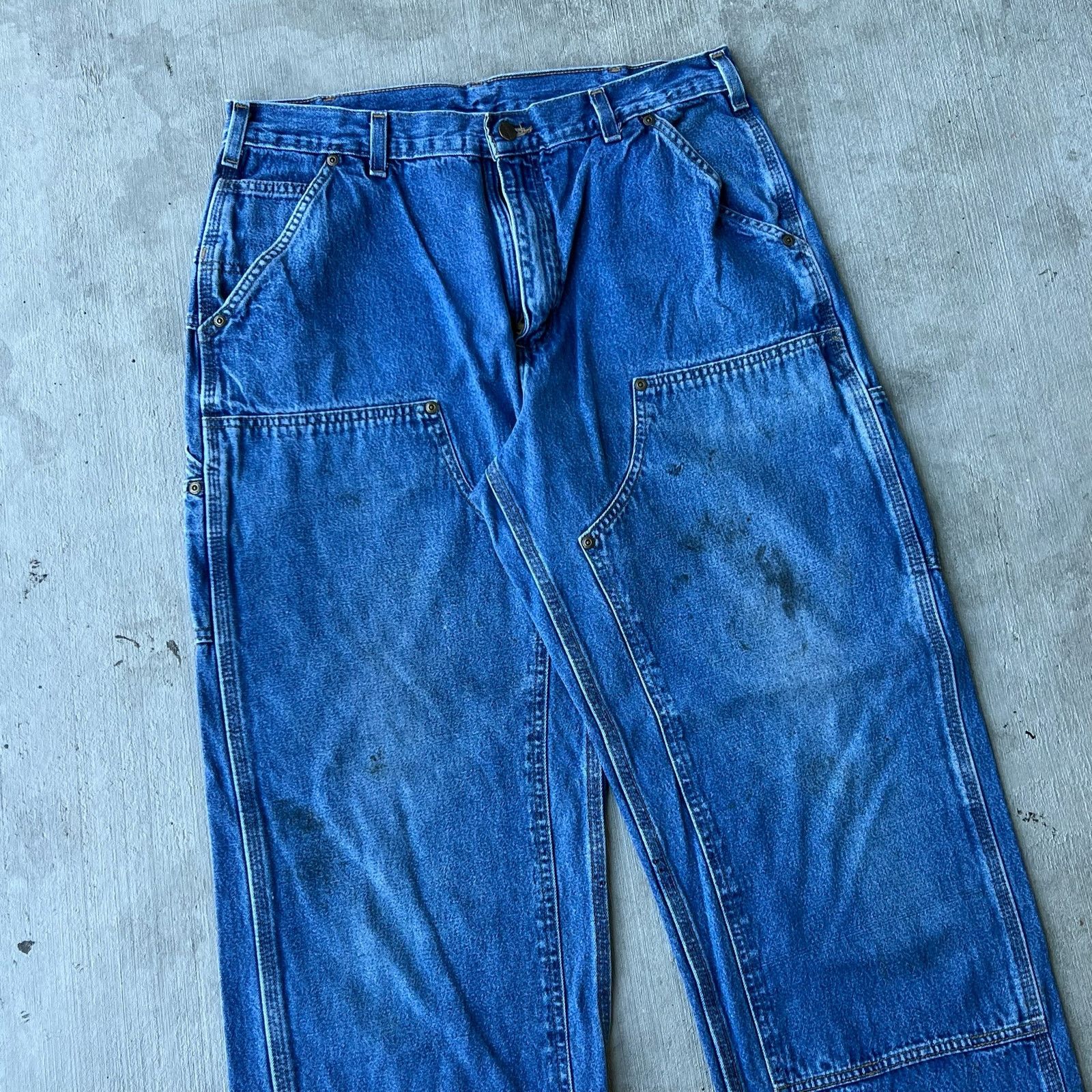 Carhartt × Vintage Carhartt denim blue jean double knee work carpenter pants Size US 33 - 2 Thumbnail