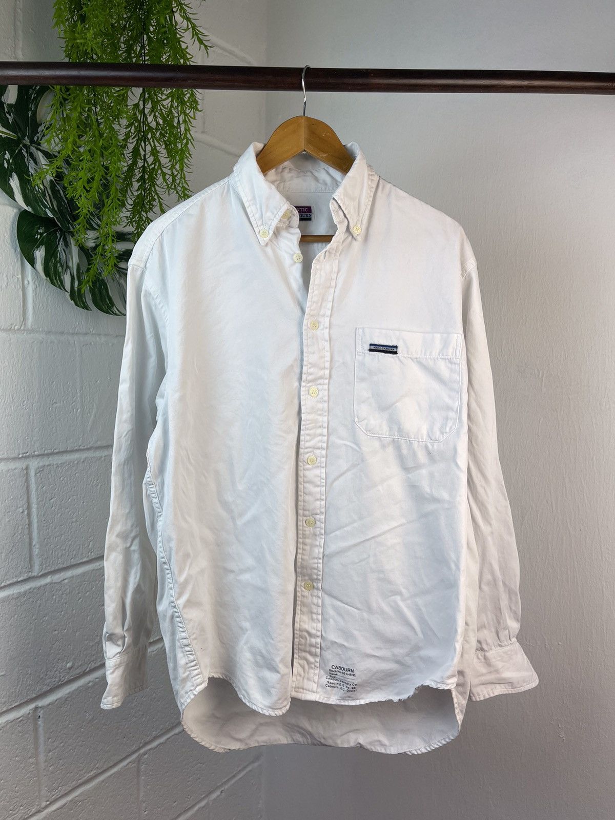 Nigel Cabourn 1990s white cotton striped short sleeve shirt