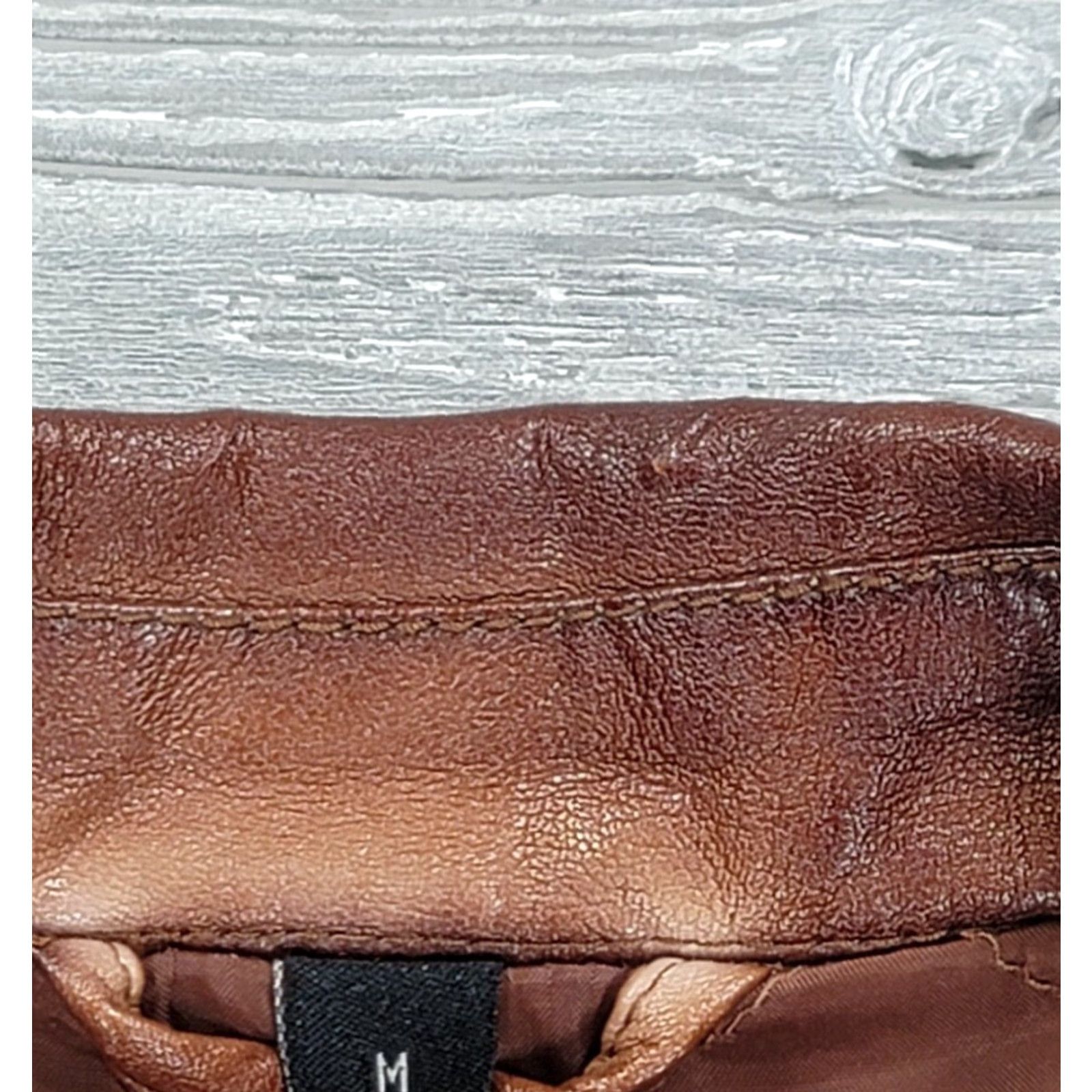 Guess GUESS Motorcycle Jacket Women Brown Full Zip Button Medium M Leather Look Size M / US 6-8 / IT 42-44 - 7 Thumbnail