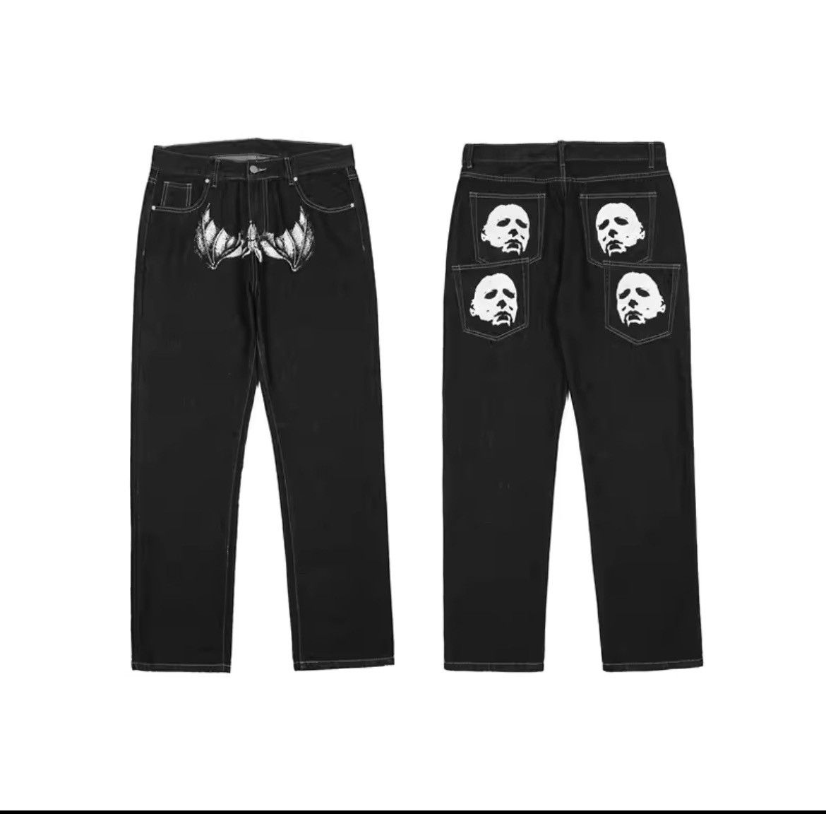 Japanese Brand × Jean Black face print washed straight jeans Size US 32 / EU 48 - 5 Thumbnail