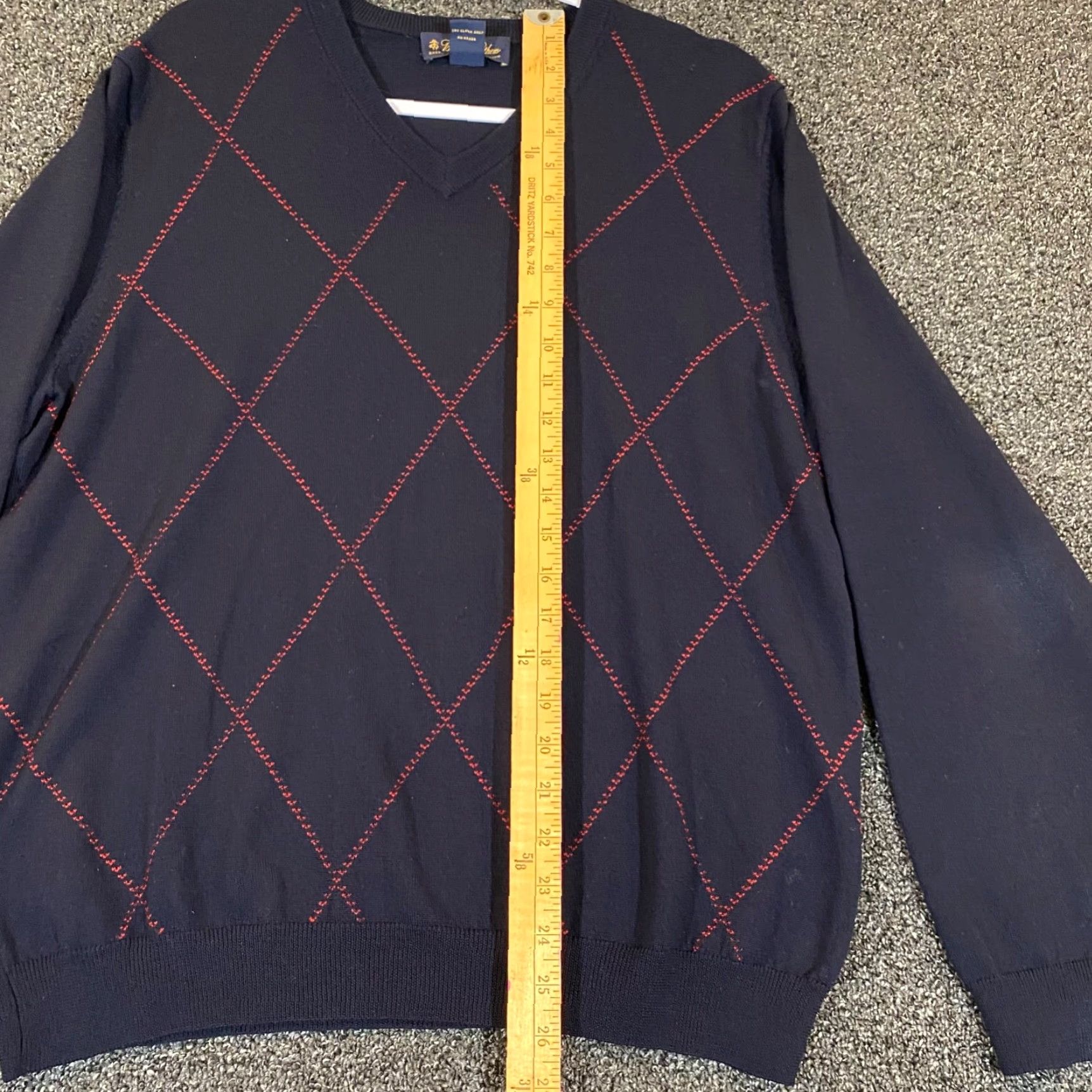Brooks Brothers Vintage Brooks Brothers Sweater Men’s Medium Blue Argyle Merino Wool V-Neck Pullover Casual Formal Size US M / EU 48-50 / 2 - 4 Thumbnail
