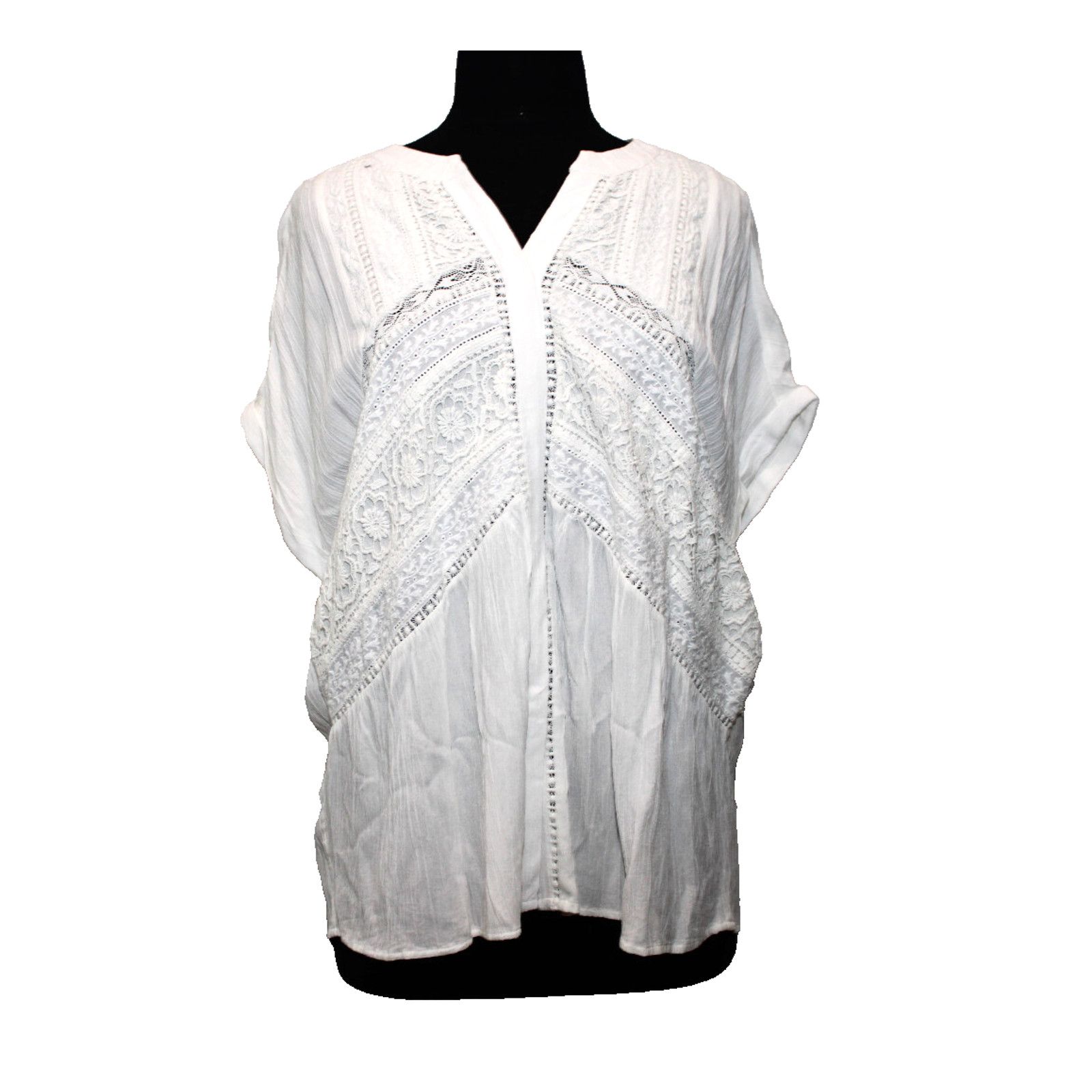 Chicos CHICO'S Crinkle Boho Alabaster Fairy Crochet Lace Top 2 $90 Size XL / US 12-14 / IT 48-50 - 1 Thumbnail