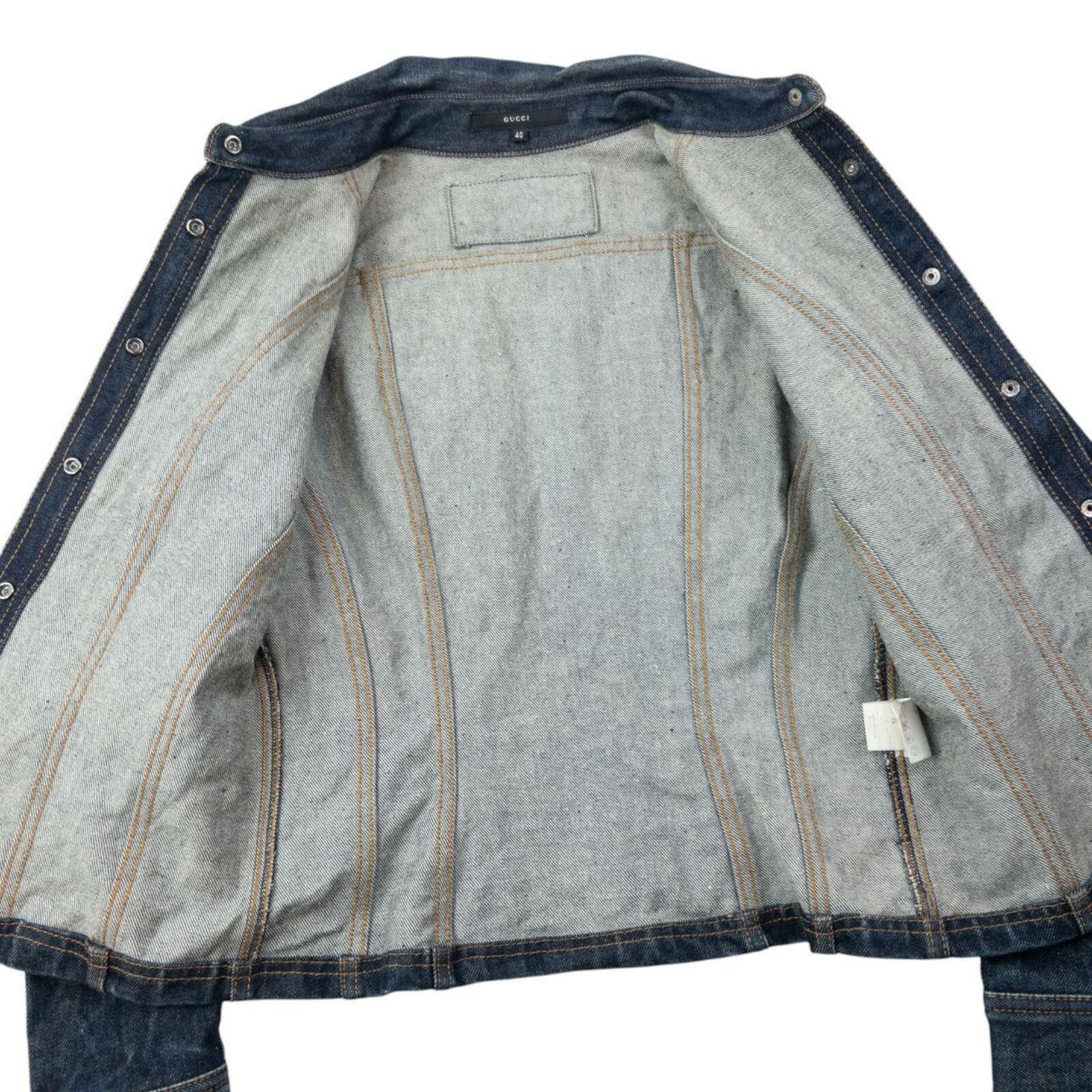 Gucci Vintage 90s Gucci By Tom Ford Cropped Denim Jacket Womens M Size M / US 6-8 / IT 42-44 - 5 Thumbnail