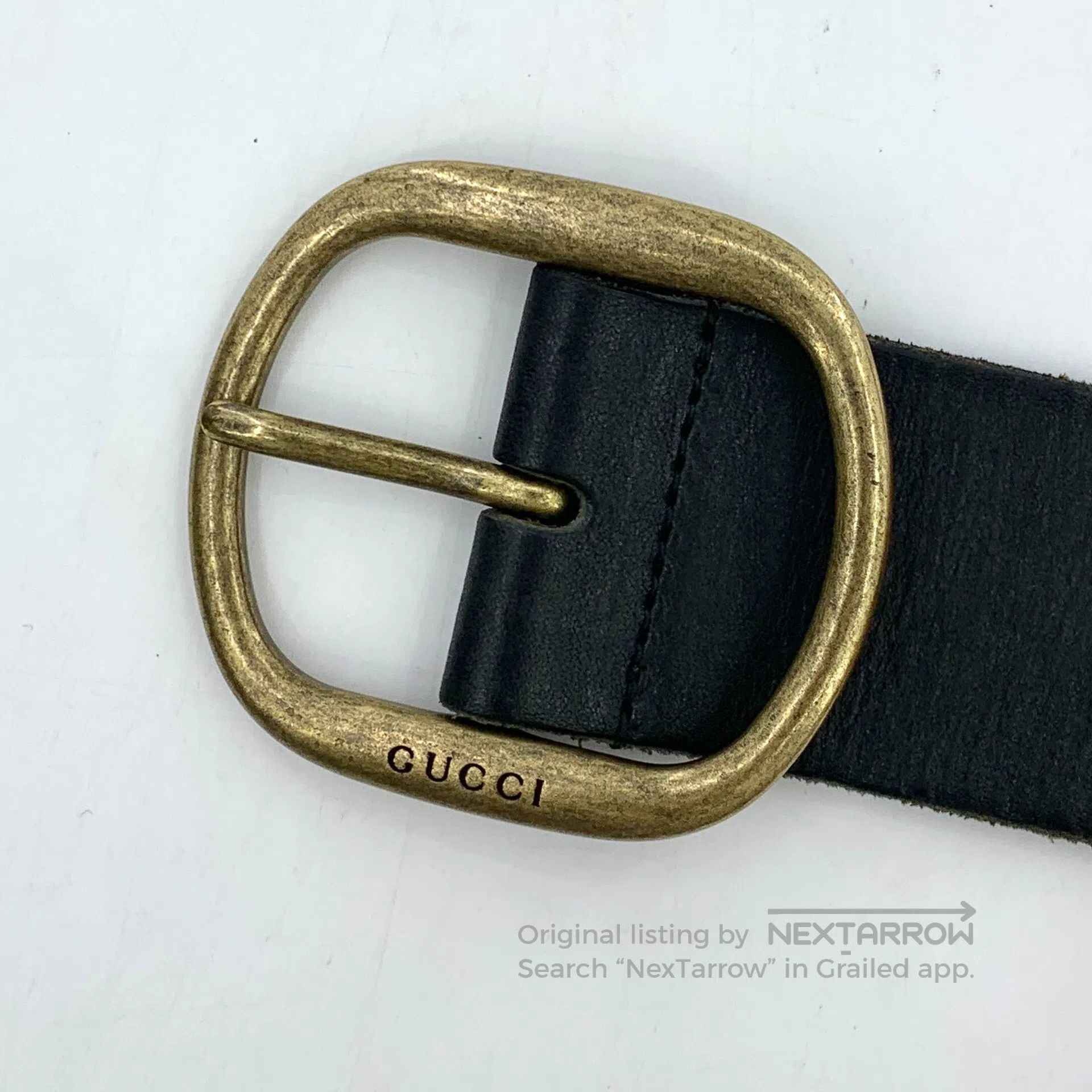 Gucci Guicci Black Vintage Leather Square Buckle Weaved Belt| Size ONE SIZE - 9 Thumbnail