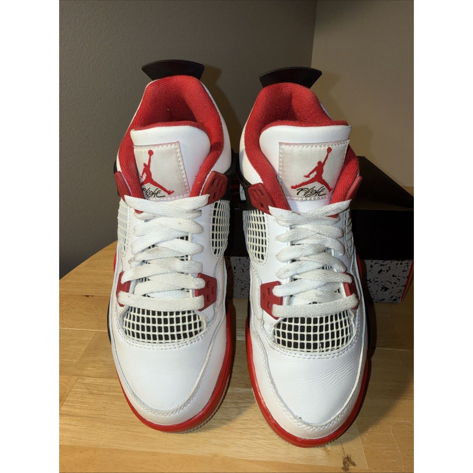 Jordan Brand Jordan 4 Retro Red Cement Size 5Y/6.5W Pre-owned OG Box Size US 5 / EU 37 - 5 Thumbnail