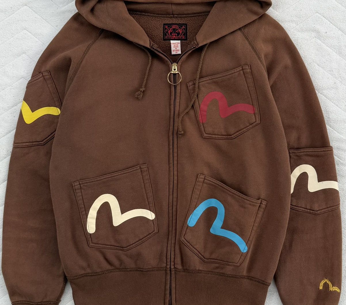 Evisu Evisu Multi Logo Patch Zip Hoodie Rare Design Streetwear Size US M / EU 48-50 / 2 - 2 Thumbnail