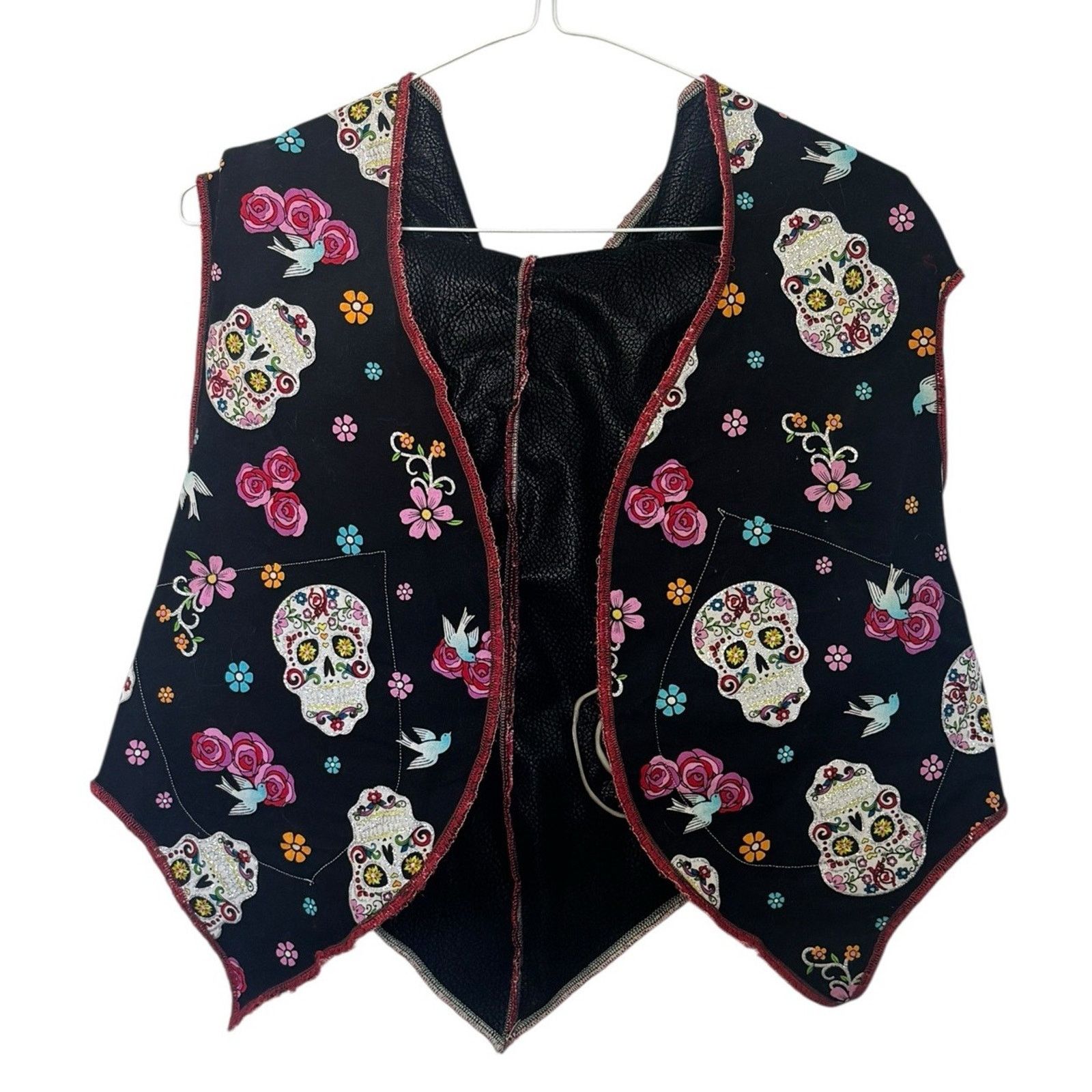 Other DIA DE LOS MUERTOS Skulls Vest Handmade Reversible Hooded Size L / US 10 / IT 46 - 2 Thumbnail